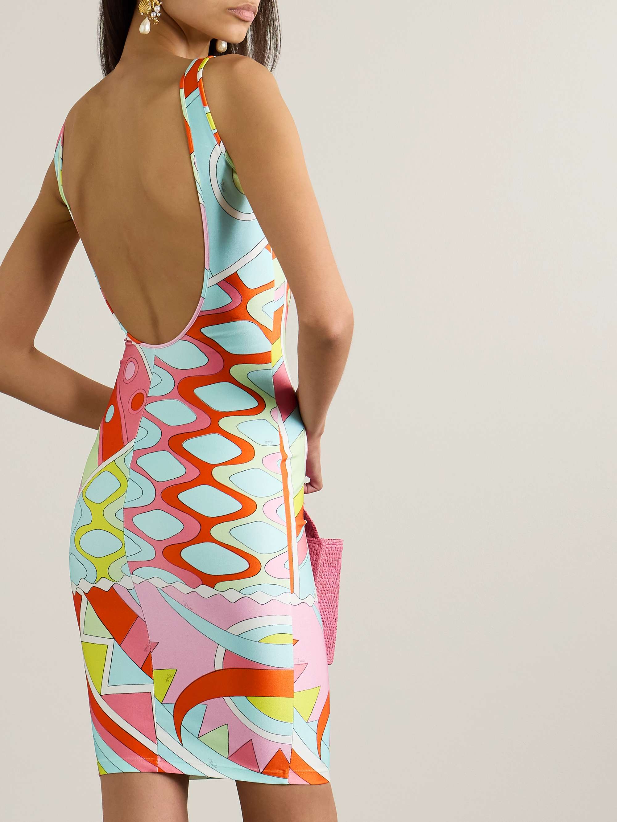 Printed satin-jersey dress view