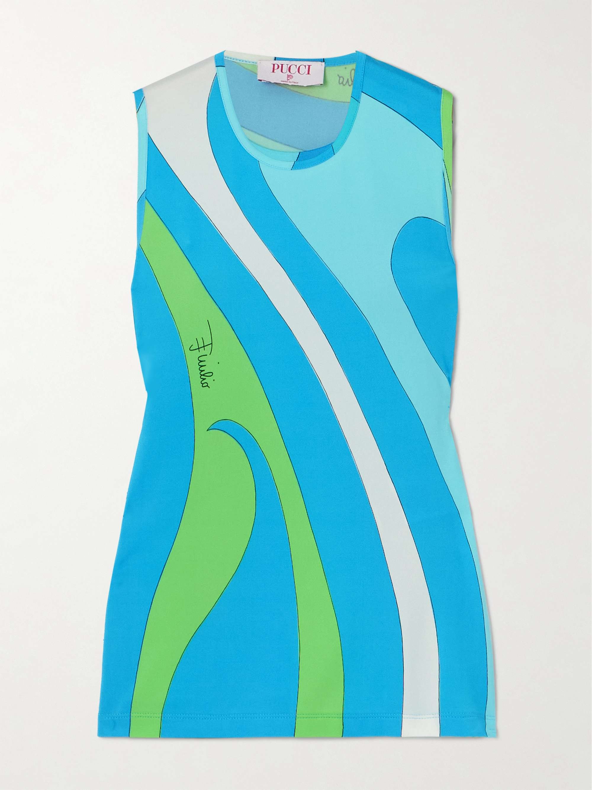 Printed satin-jersey tank top view