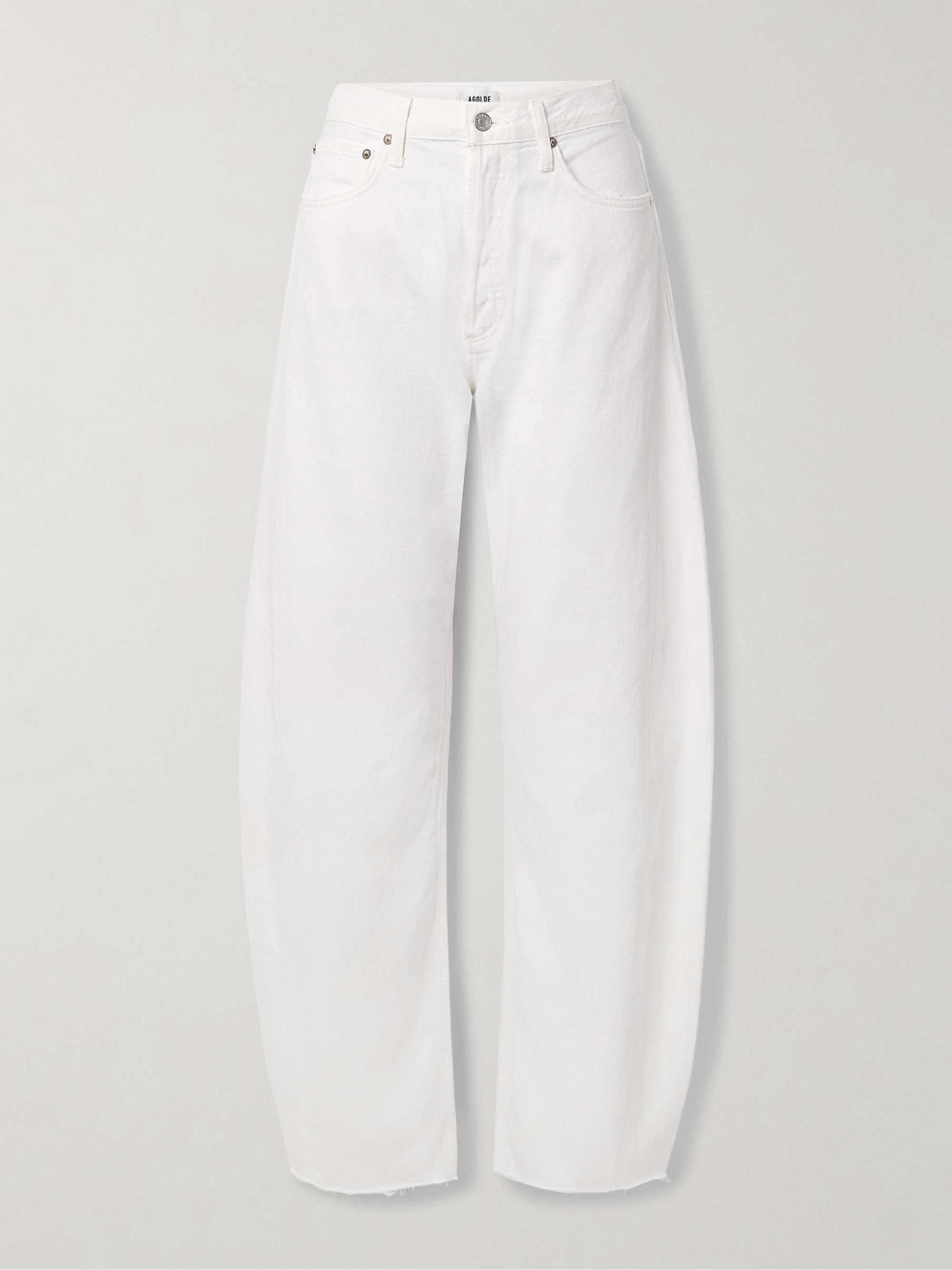 Luna frayed high-rise barrel-leg jeans view