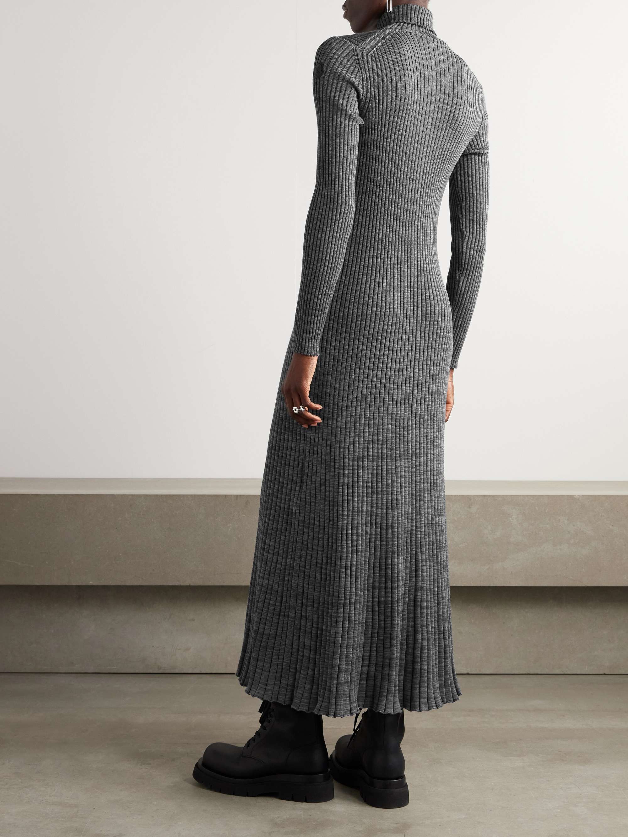 Ribbed wool turleneck midi dress view