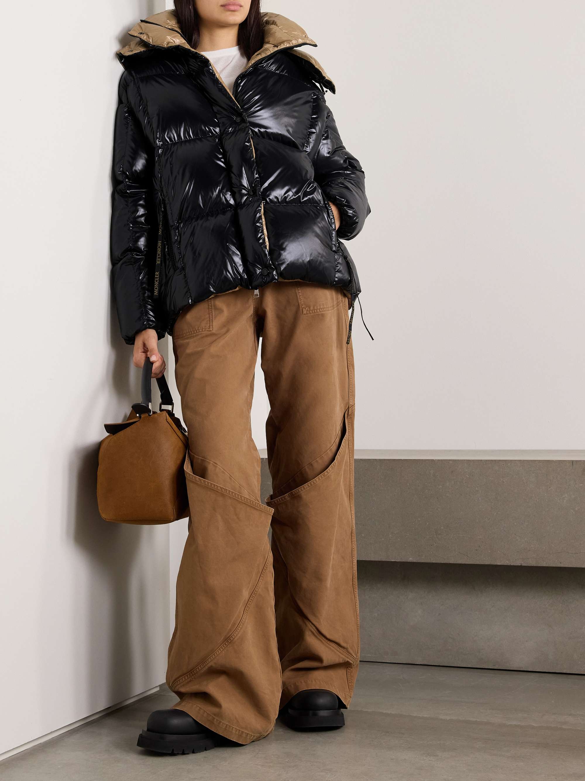 Parana logo-appliquéd quilted shell hooded down jacket view