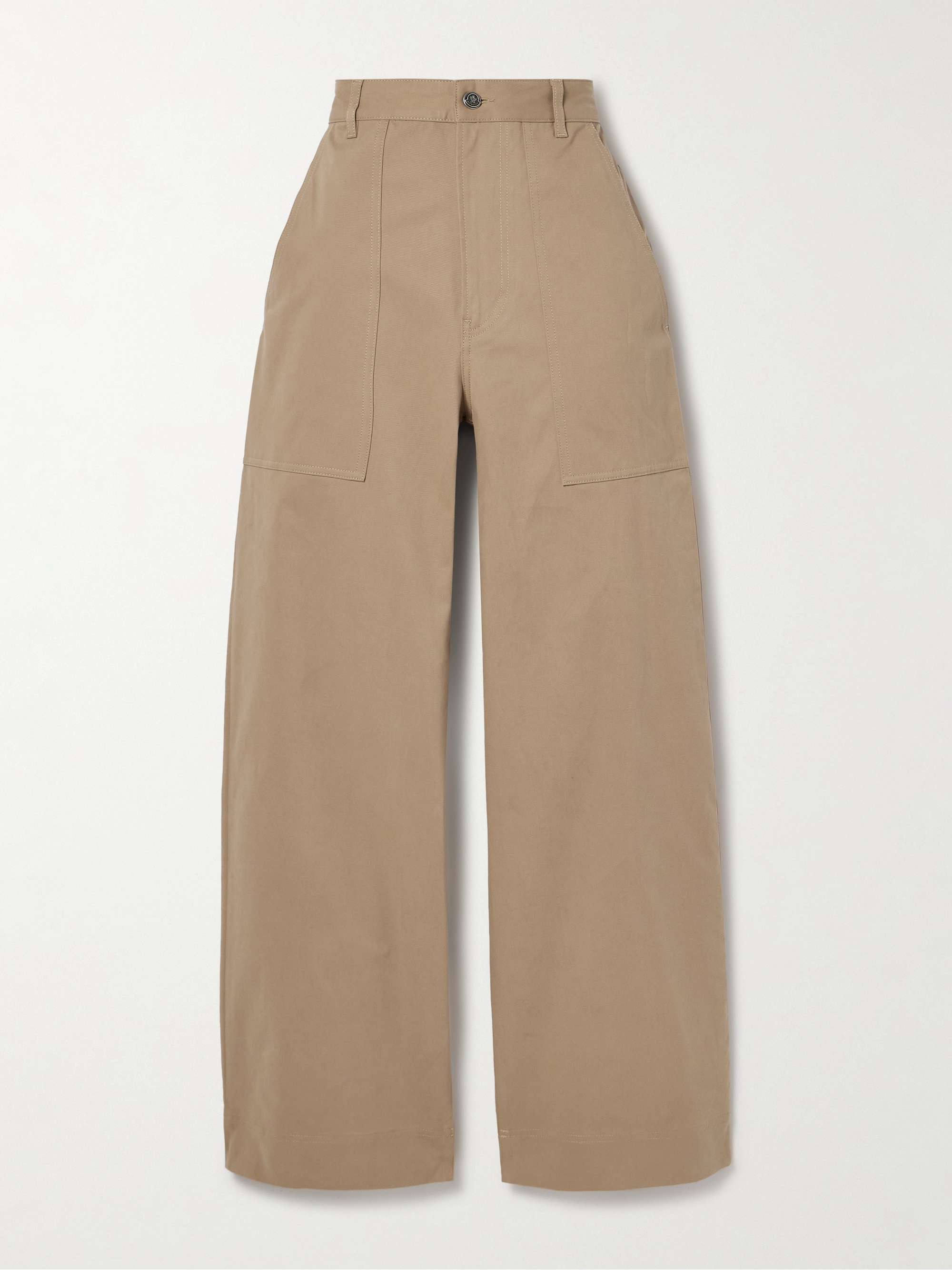 Cotton-blend twill wide leg pants view