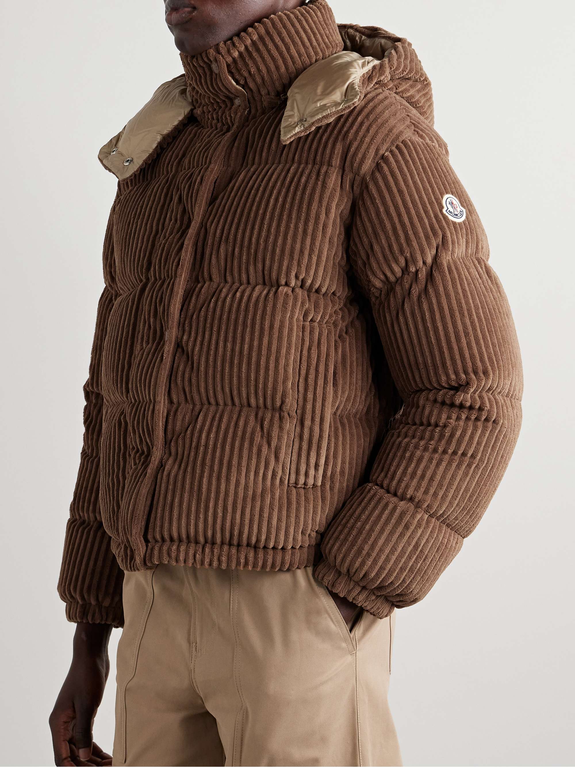 Daos hooded padded quilted corduroy down jacket view