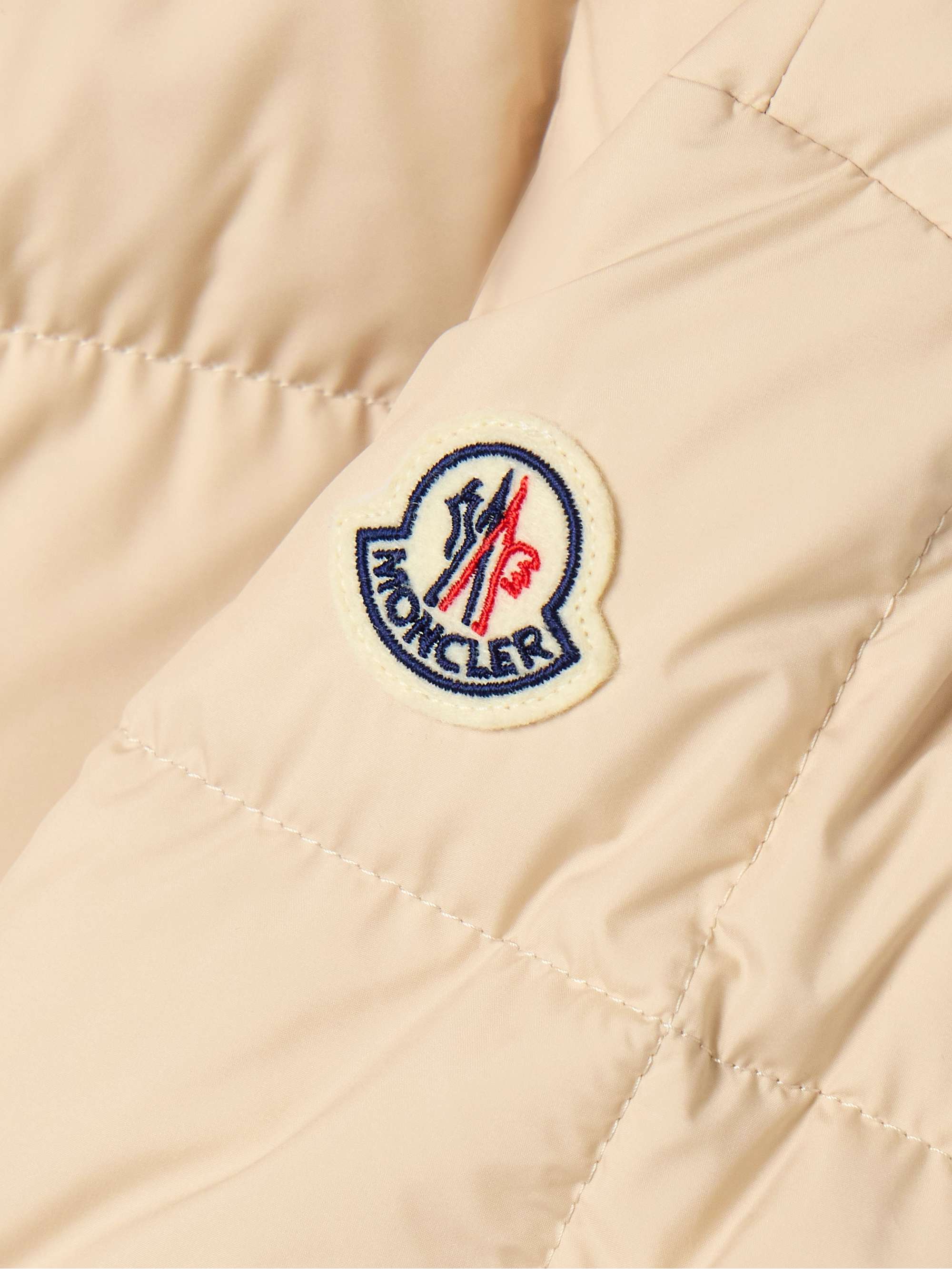 Antigone ribbed-knit and leather-trimmed padded quilted shell down jacket view