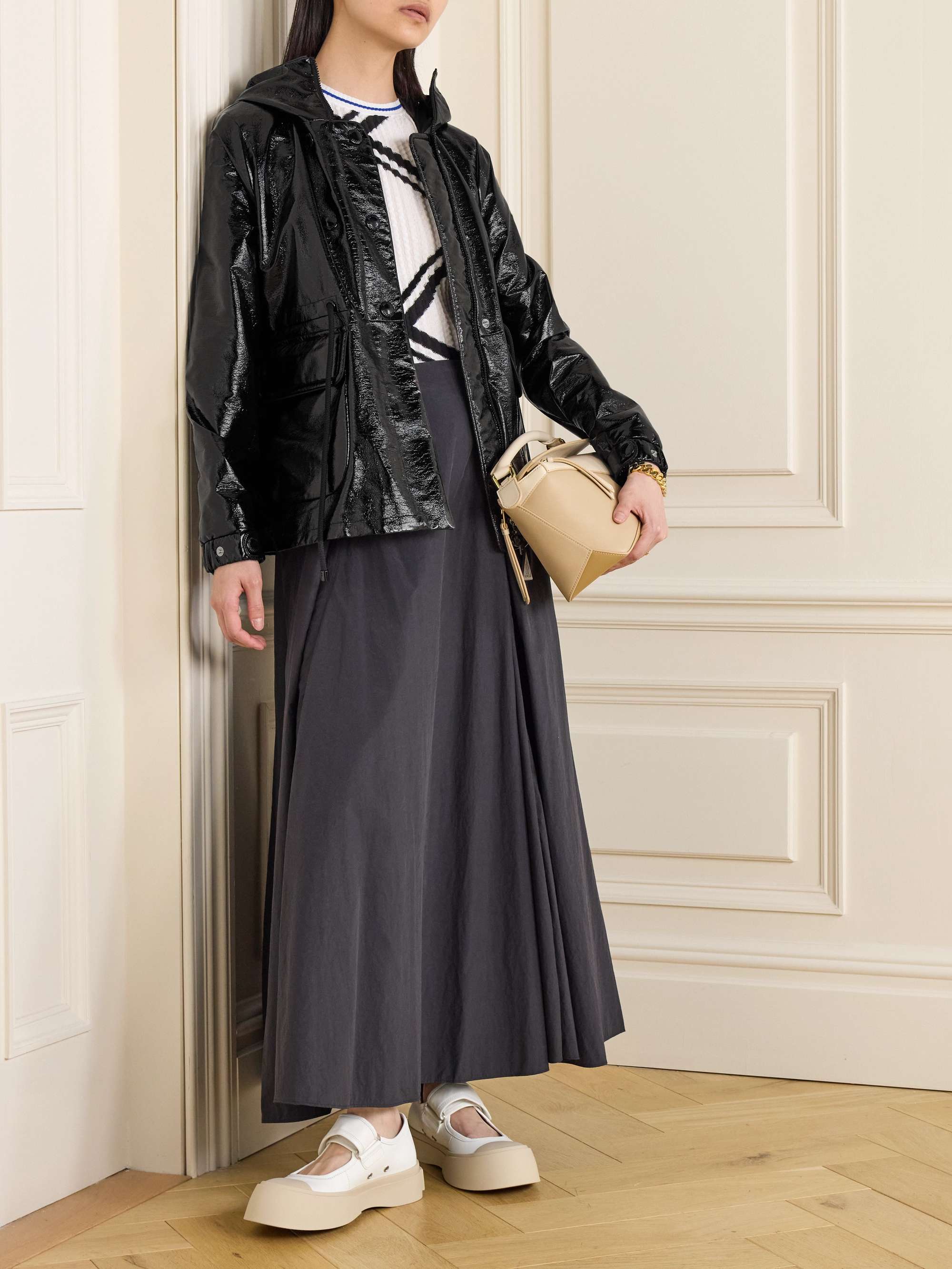Agnou faux patent-leather parka view