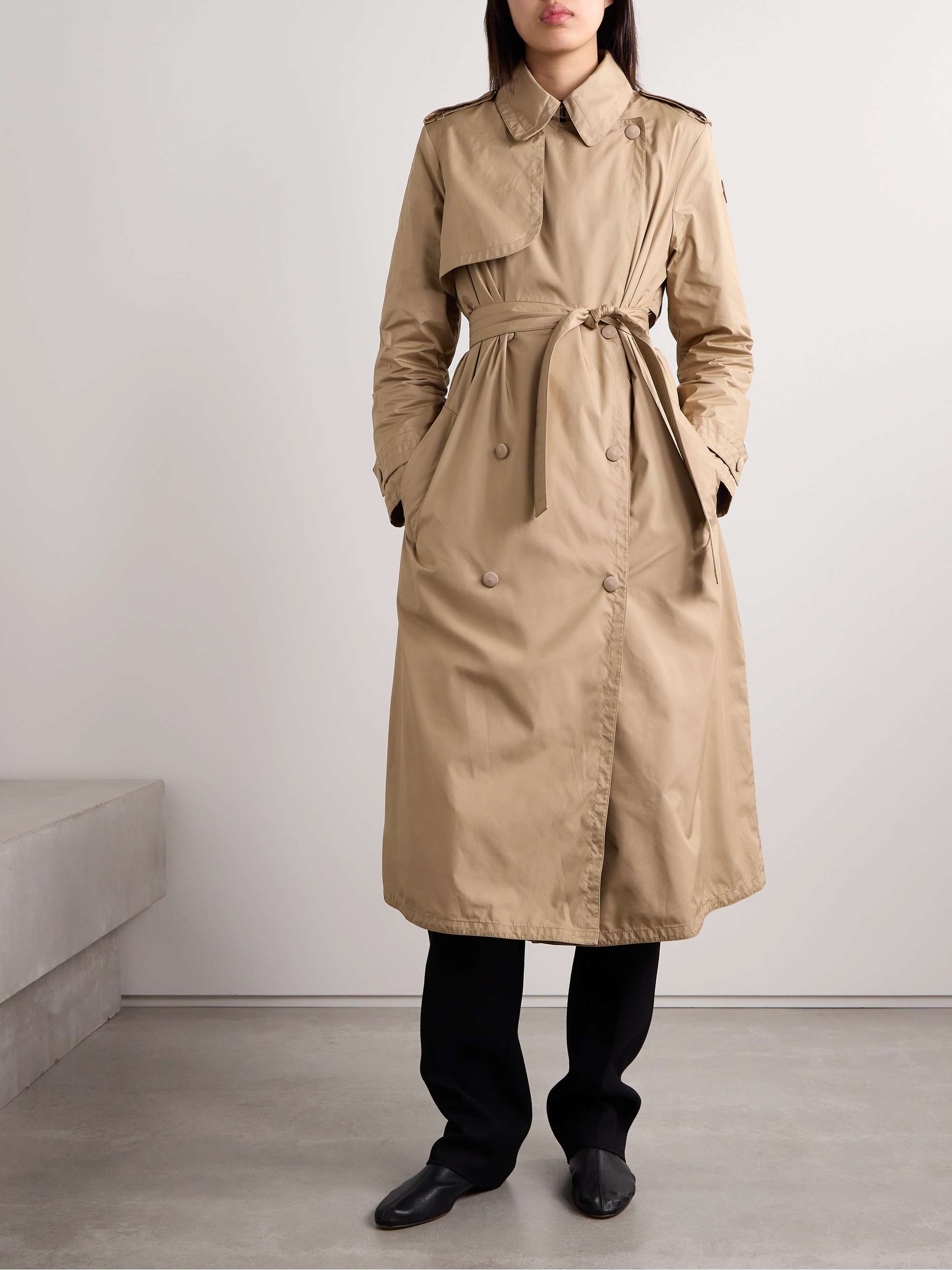 Barbentane belted double-breasted padded shell down trench coat view