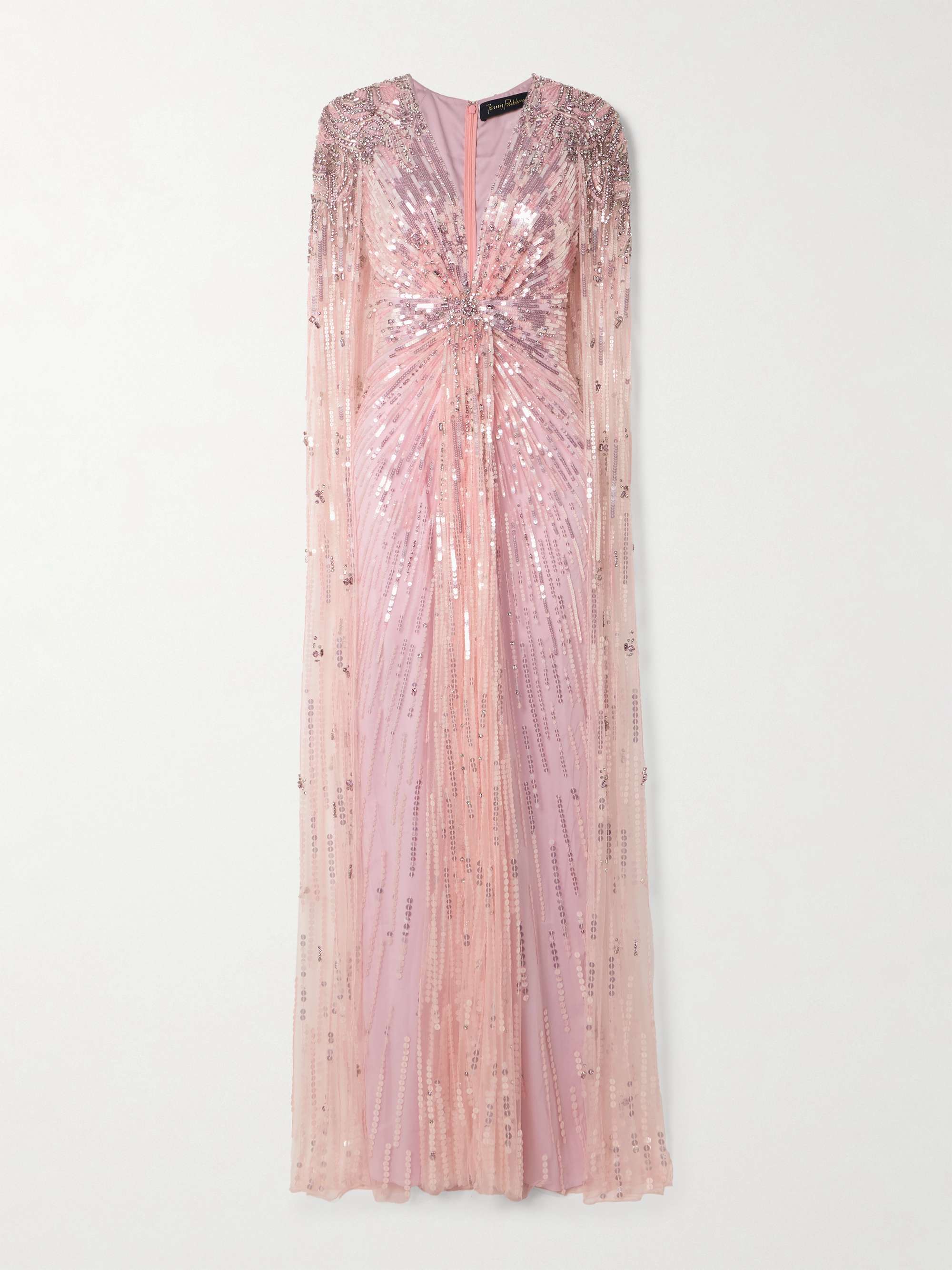 Gold Rush embellished cape-effect tulle gown view