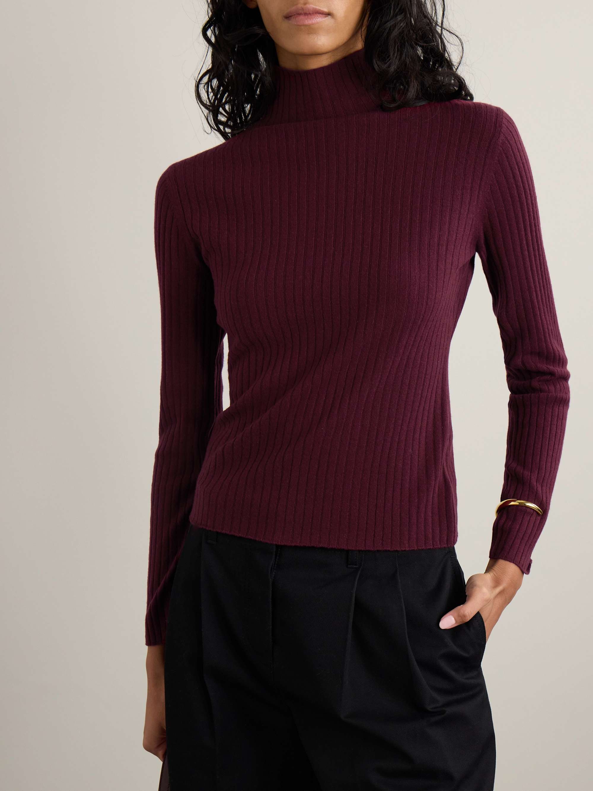 Ariana ribbed cashmere turtleneck sweater view