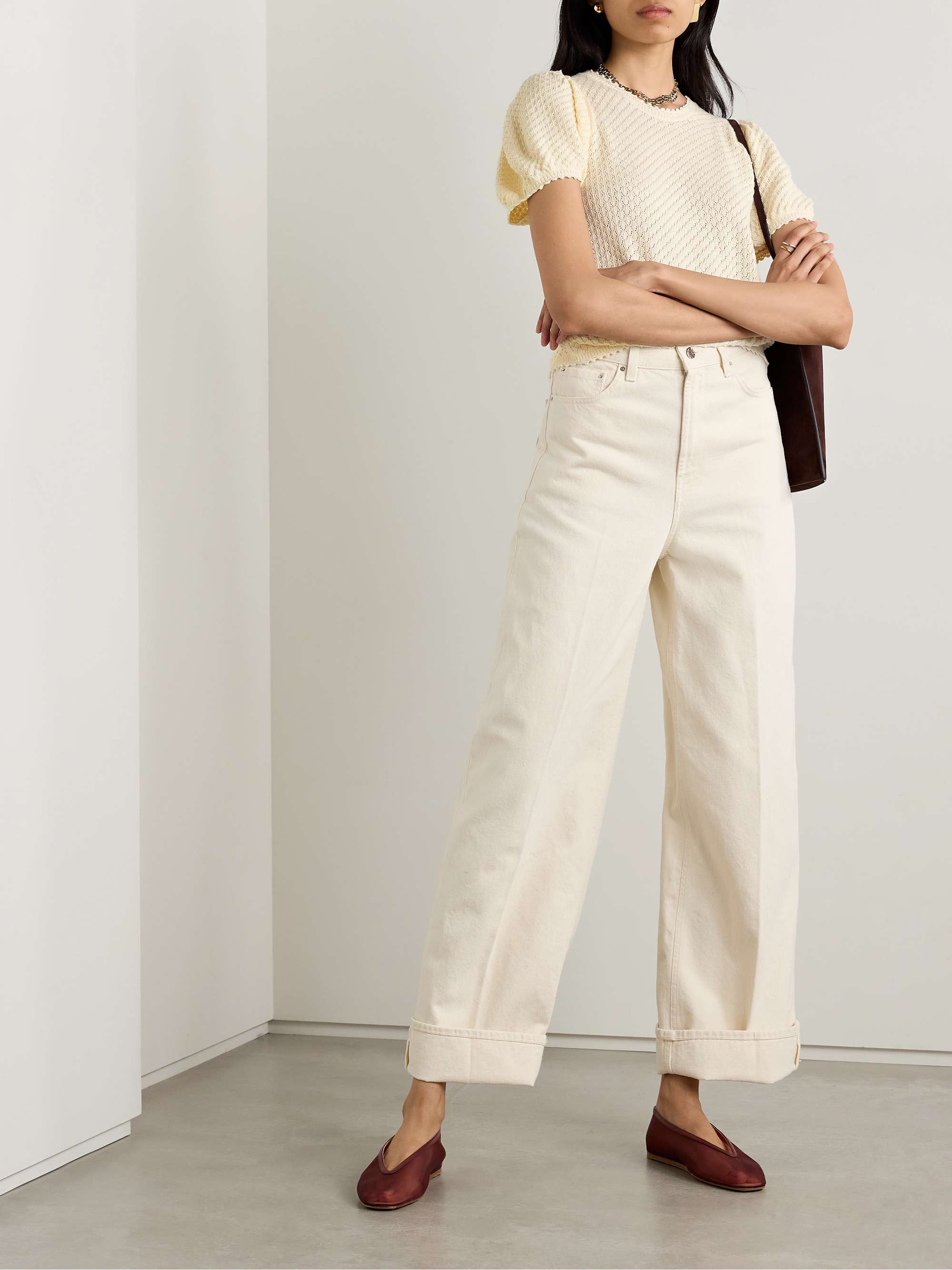 Carena pointelle-knit Pima cotton and silk-blend top view