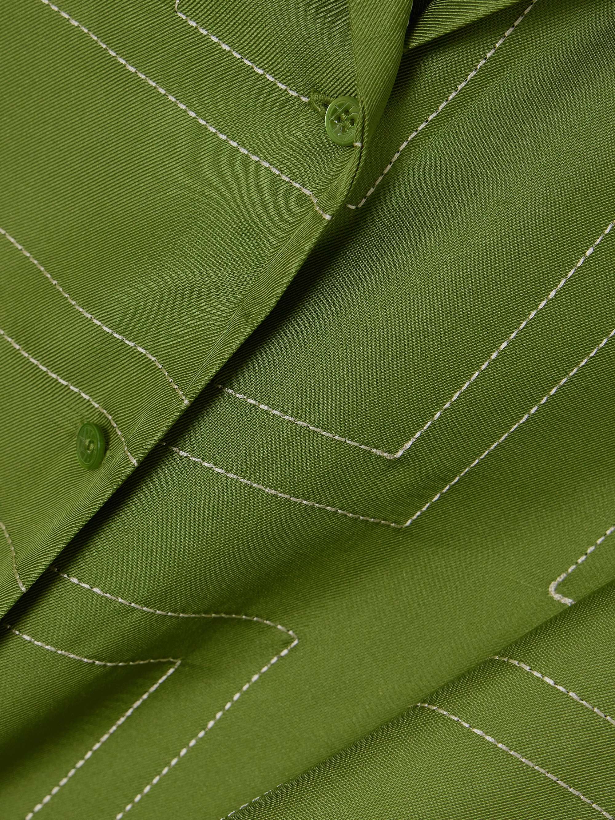 Embroidered silk-twill shirt view