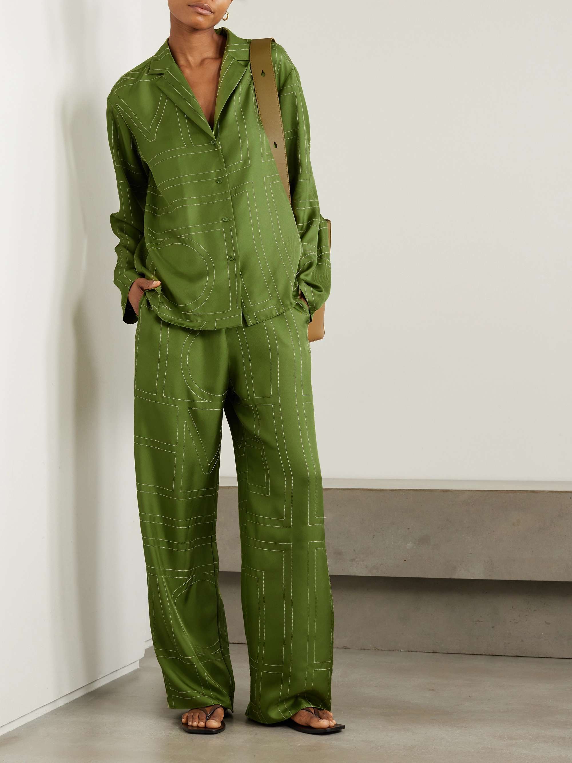 Embroidered silk-twill shirt view