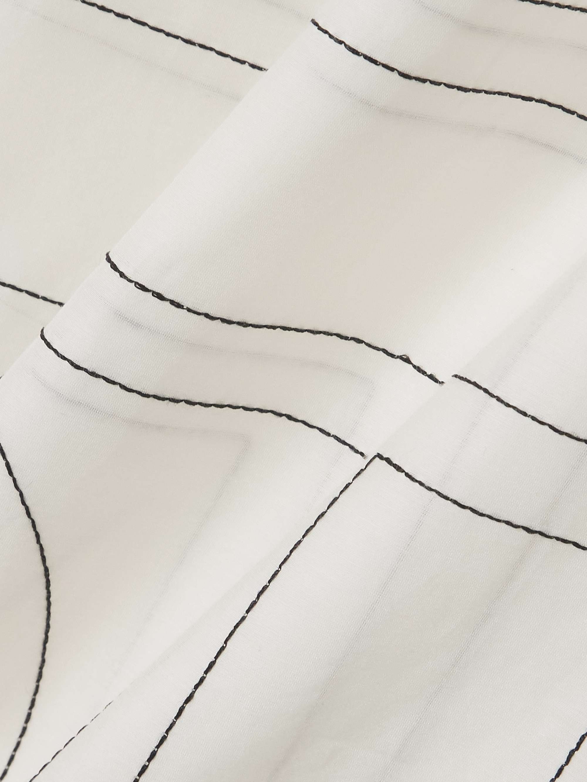 Embroidered organic cotton and silk-blend wide-leg pants view