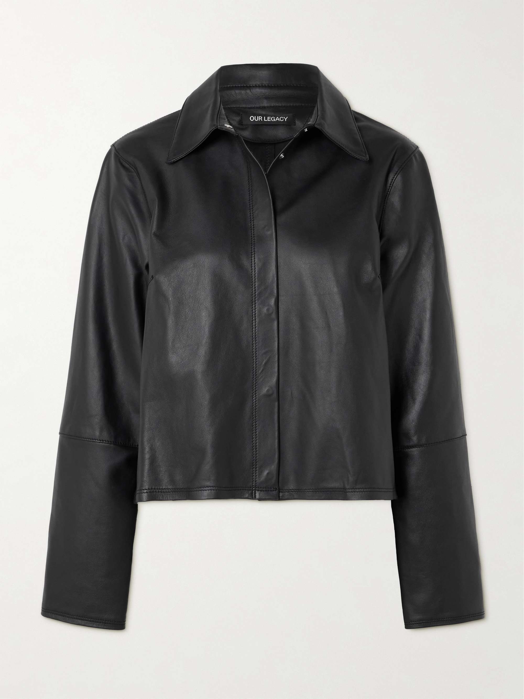 Auto paneled leather jacket view
