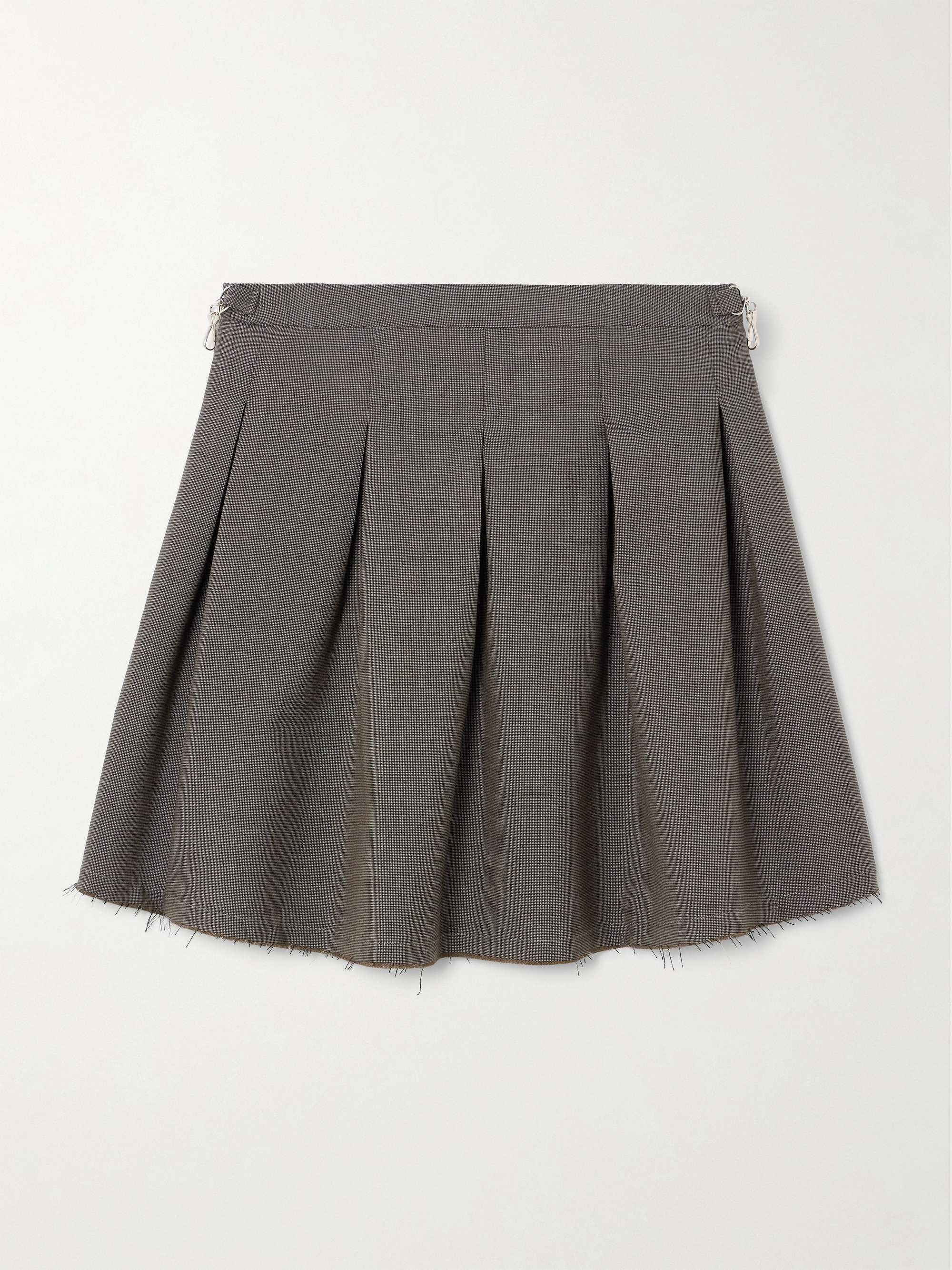 Object embellished frayed pleated wool mini skirt view