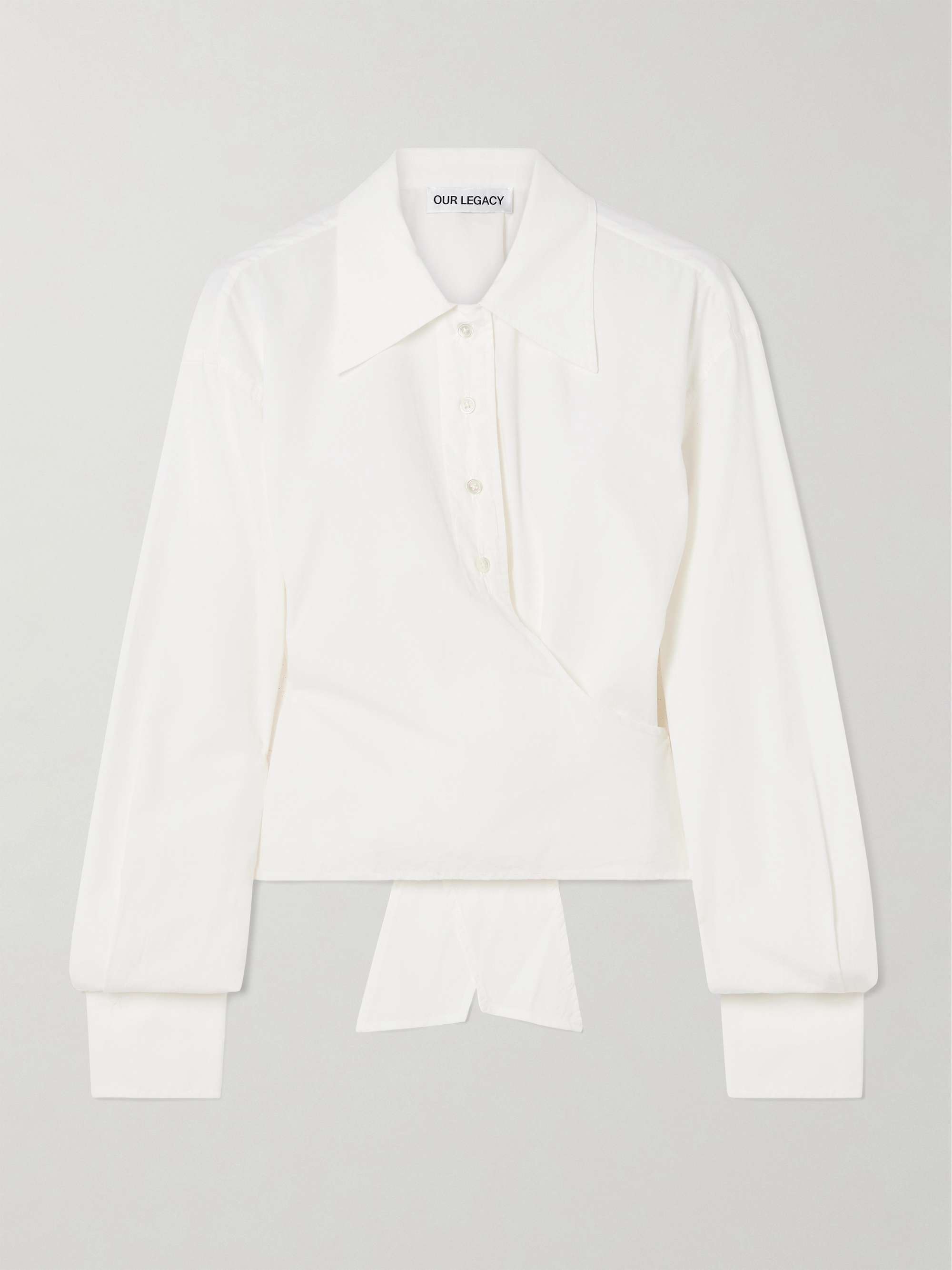 Nannas tie-detailed cotton-poplin shirt view