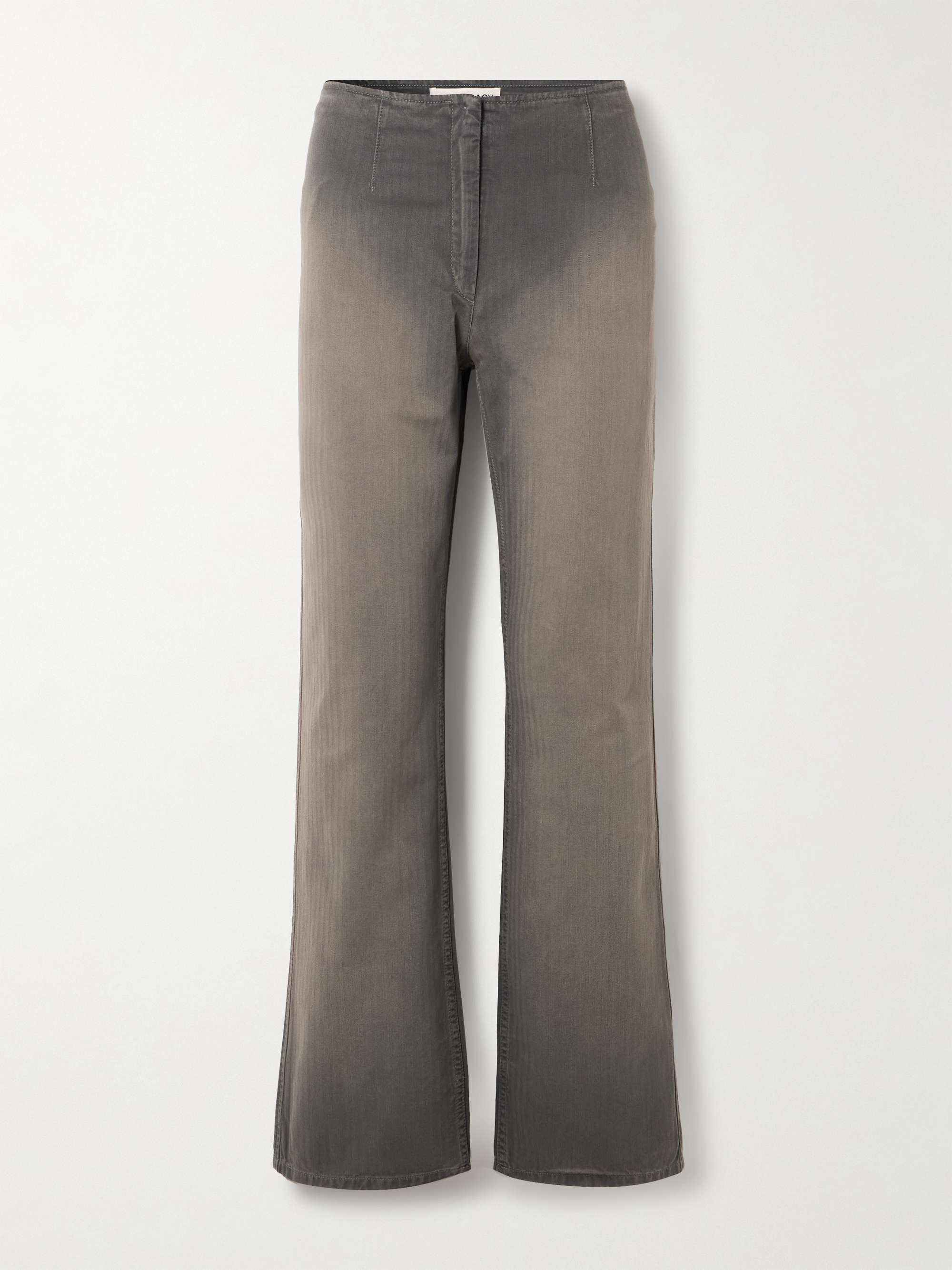 Biker low-rise wide-leg herringbone jeans view
