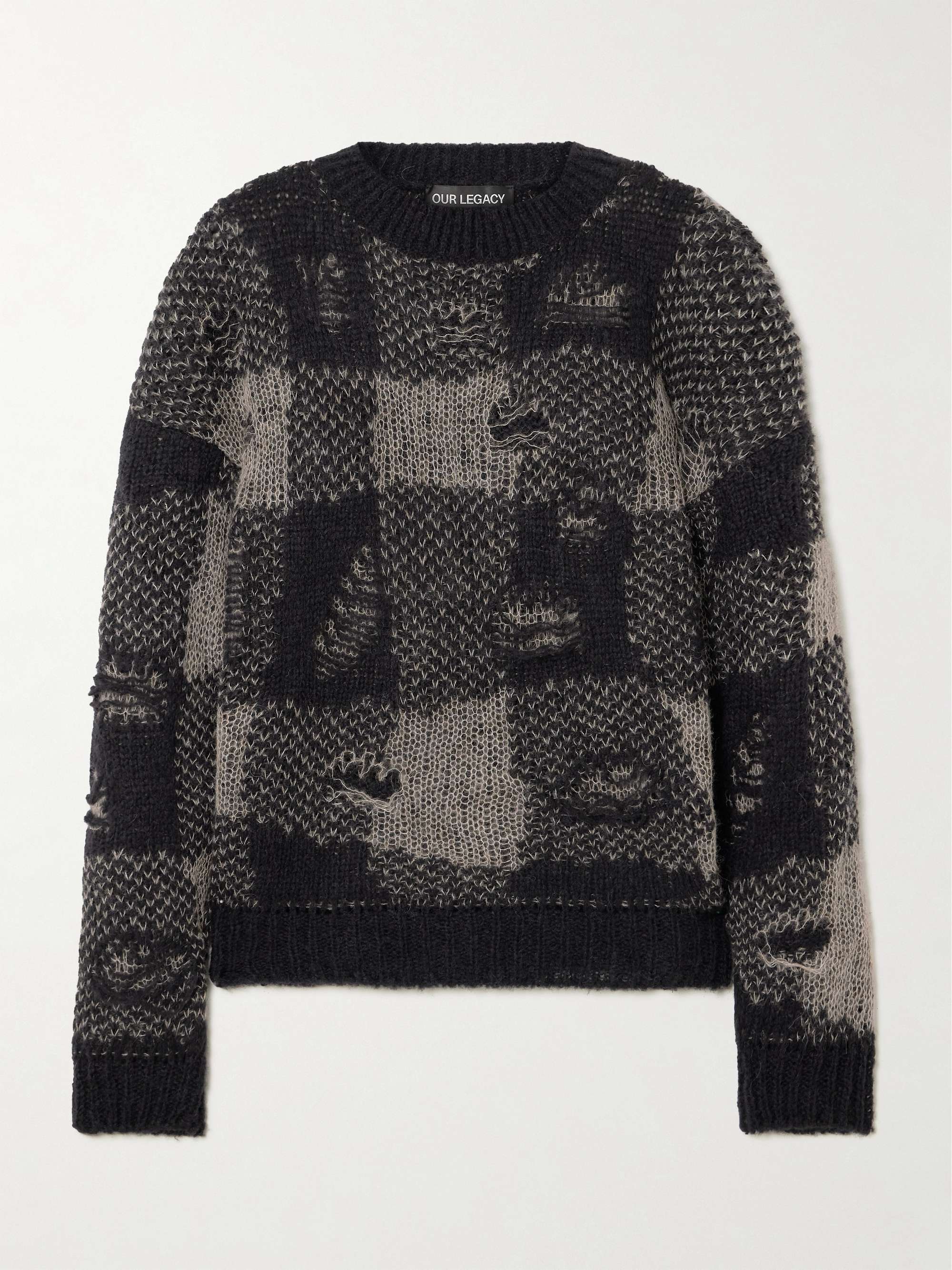 Sonar distressed checked knitted sweater view