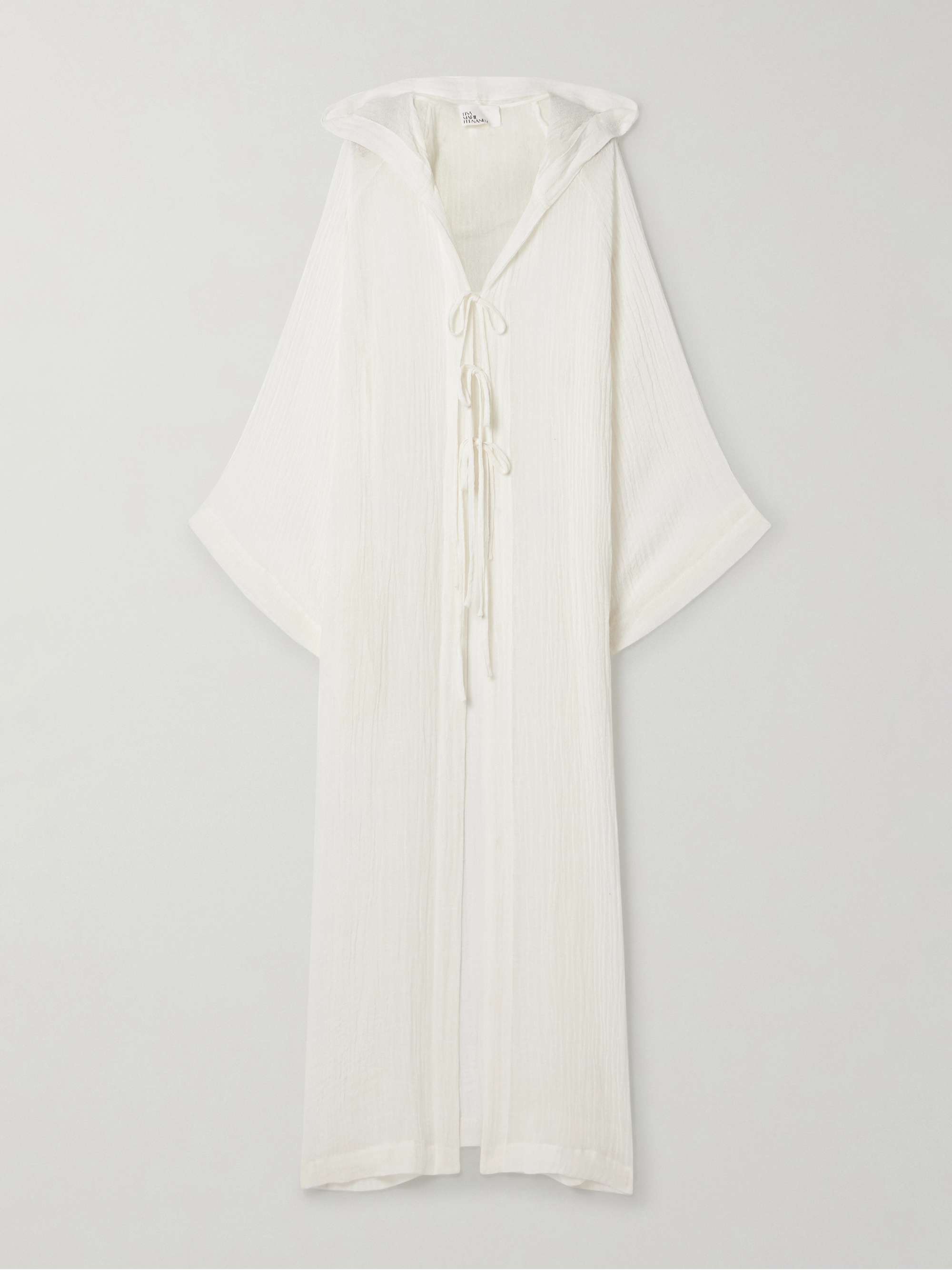 Hooded linen-blend gauze coverup view