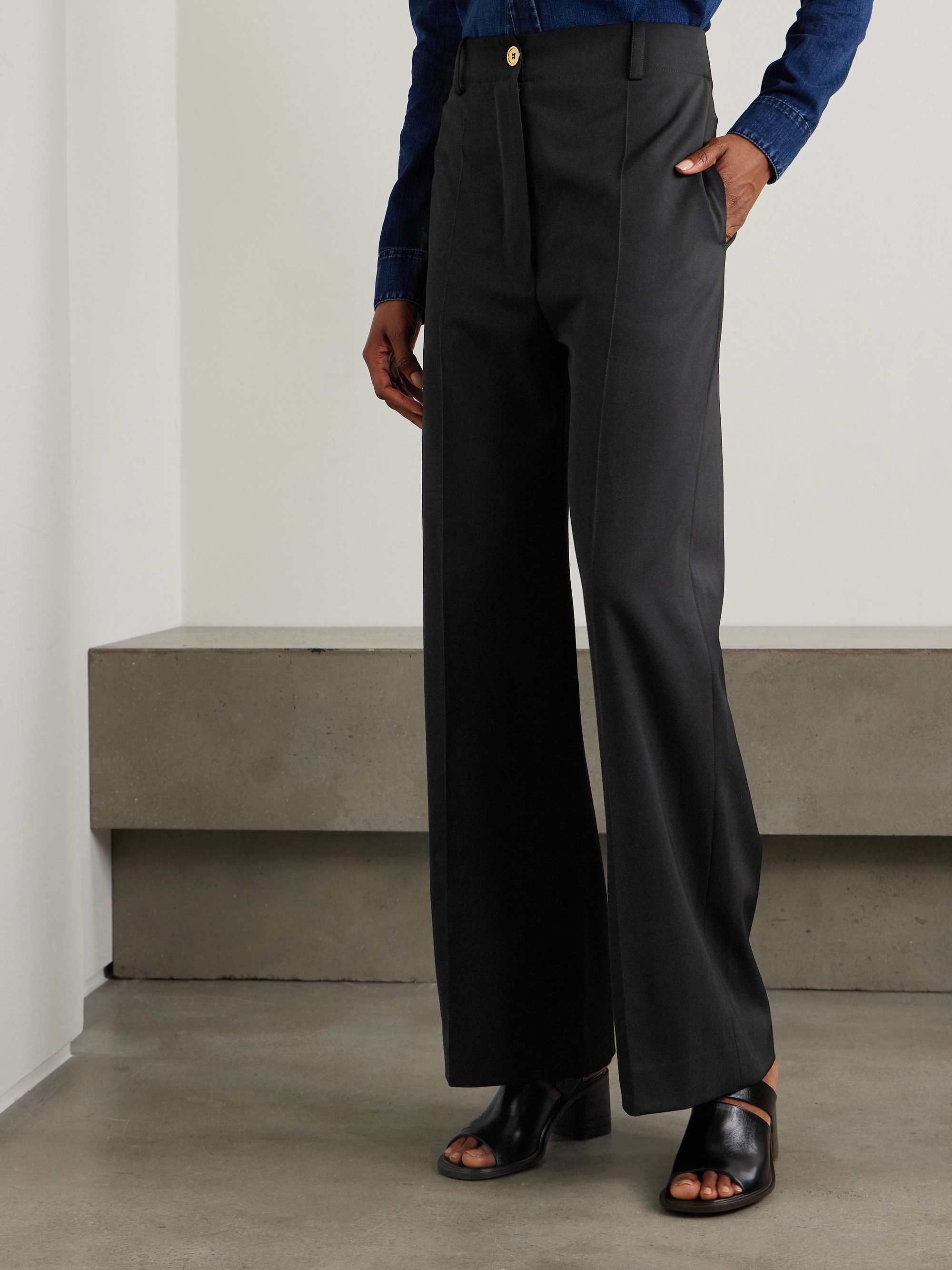 Iconic wool-blend wide-leg twill pants view