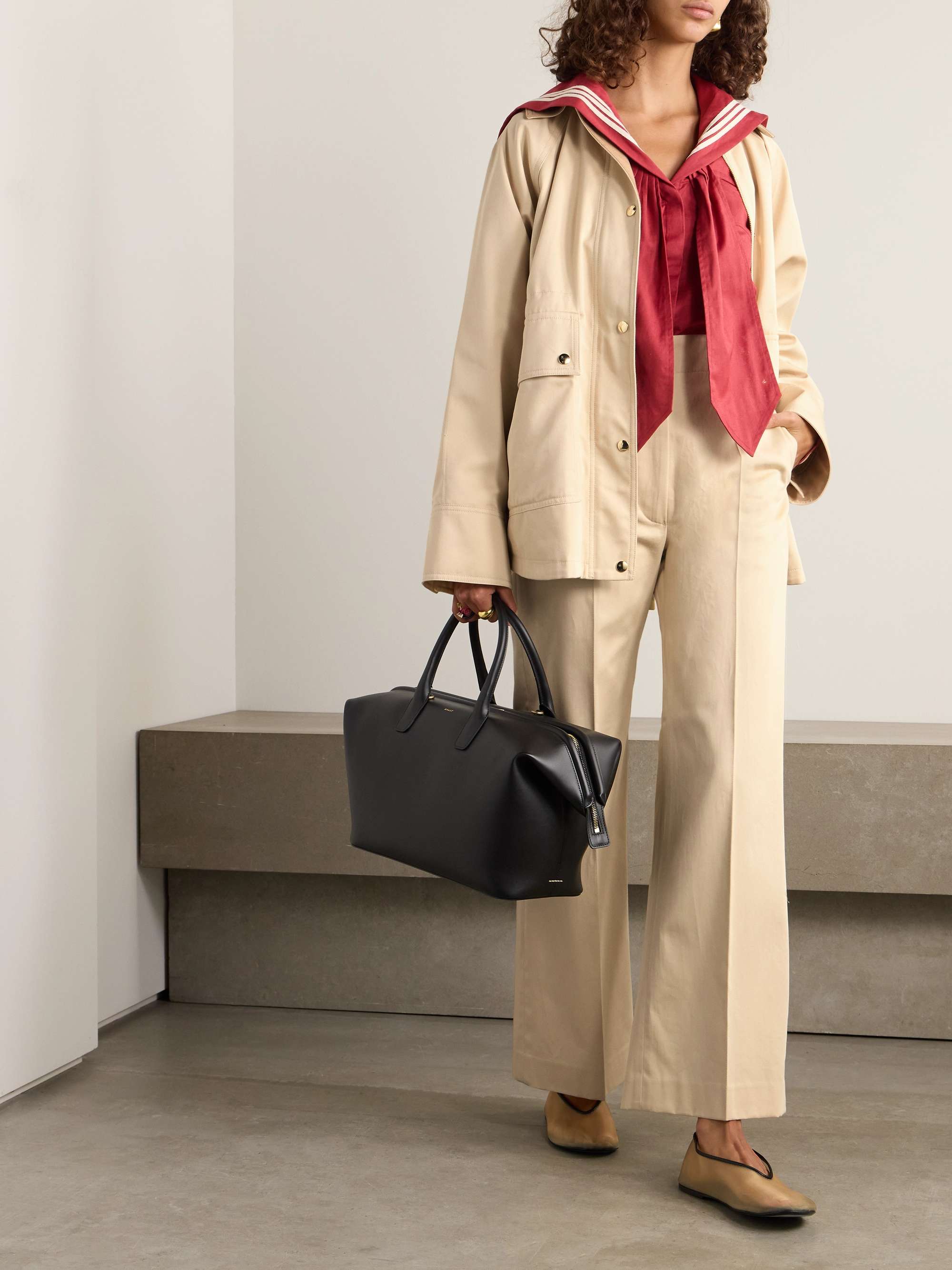 Wool-blend trimmed cotton-twill jacket view