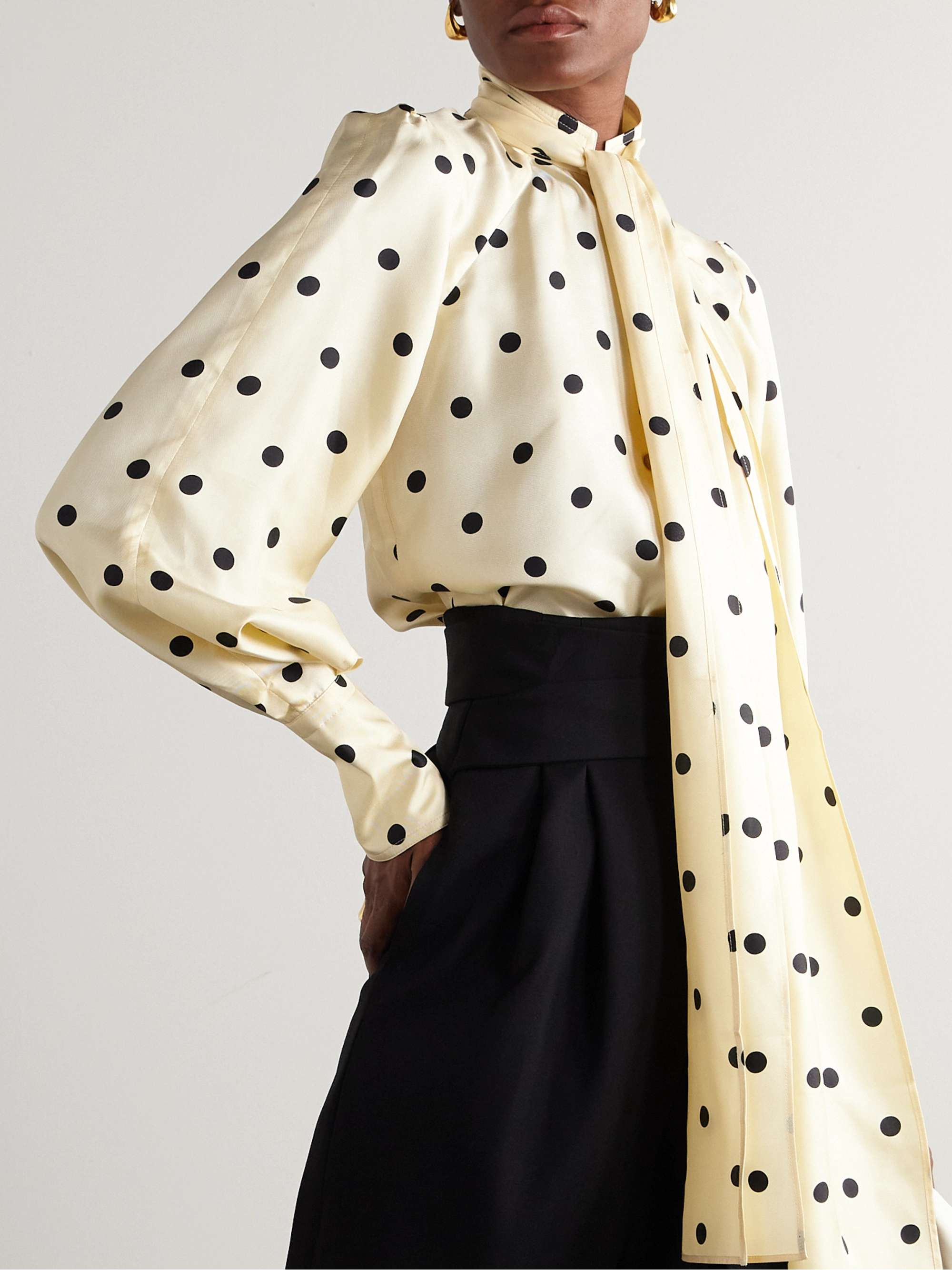 Pussy-bow polka-dot silk-twill blouse view