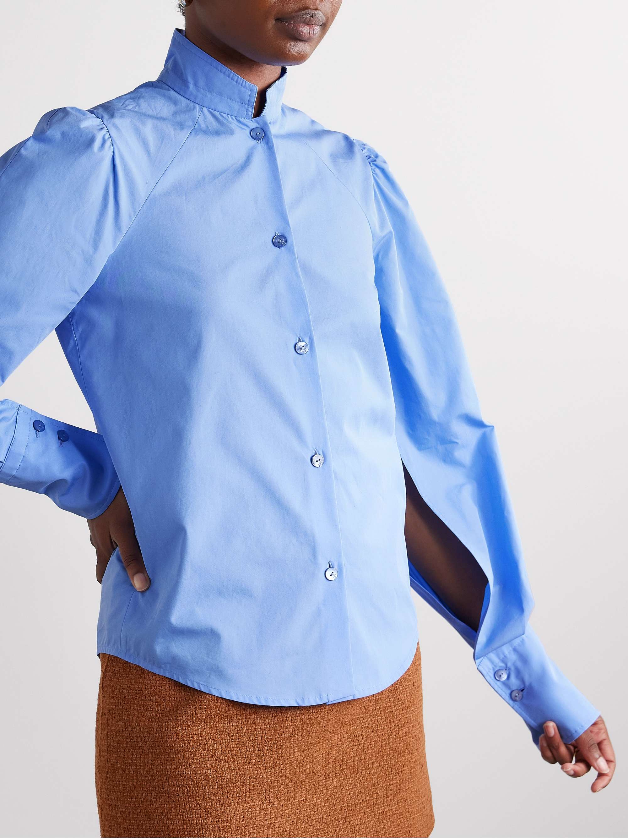 Pussy-bow cotton-poplin shirt view