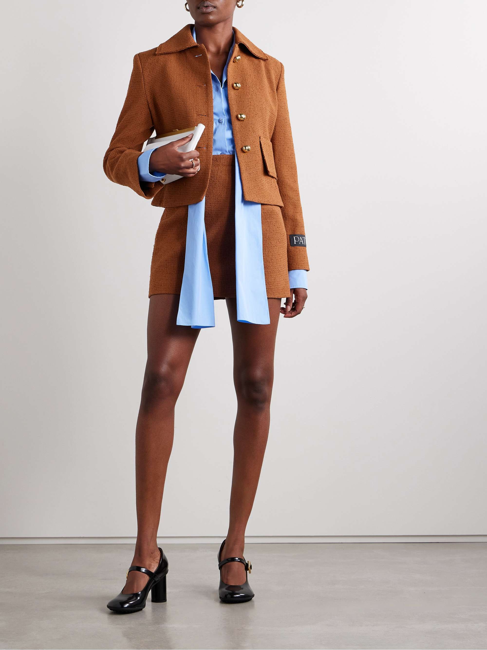 Wool-blend tweed mini skirt view