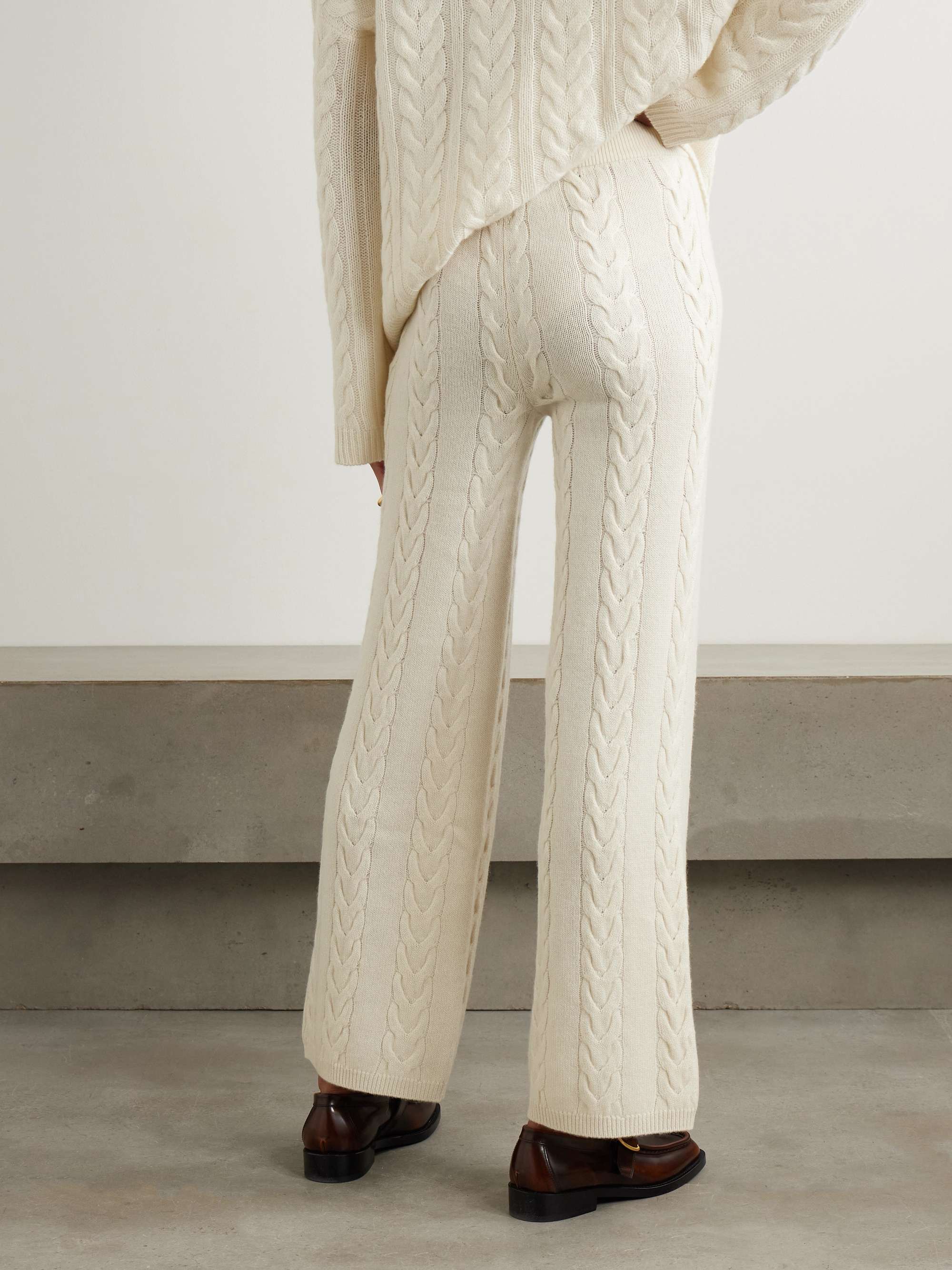 Dagny cable-knit cashmere straight-leg track pants view