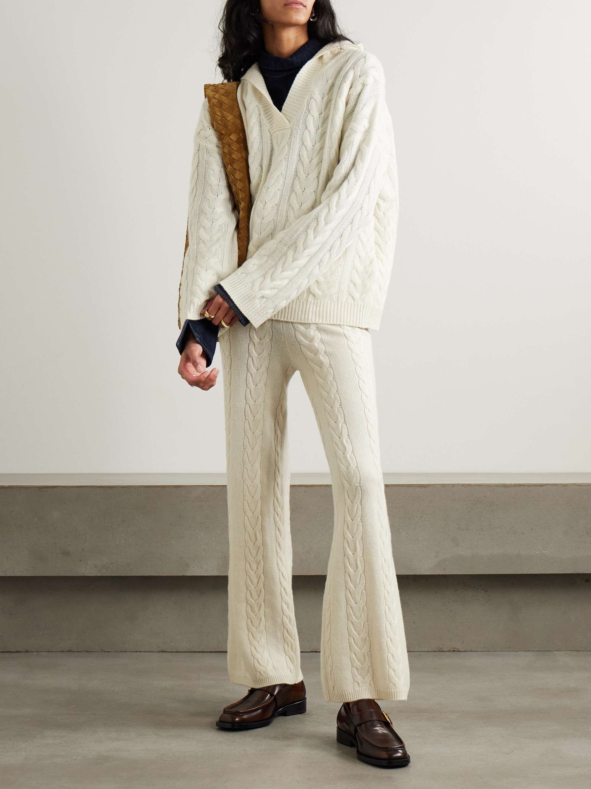 Dagny cable-knit cashmere straight-leg track pants view