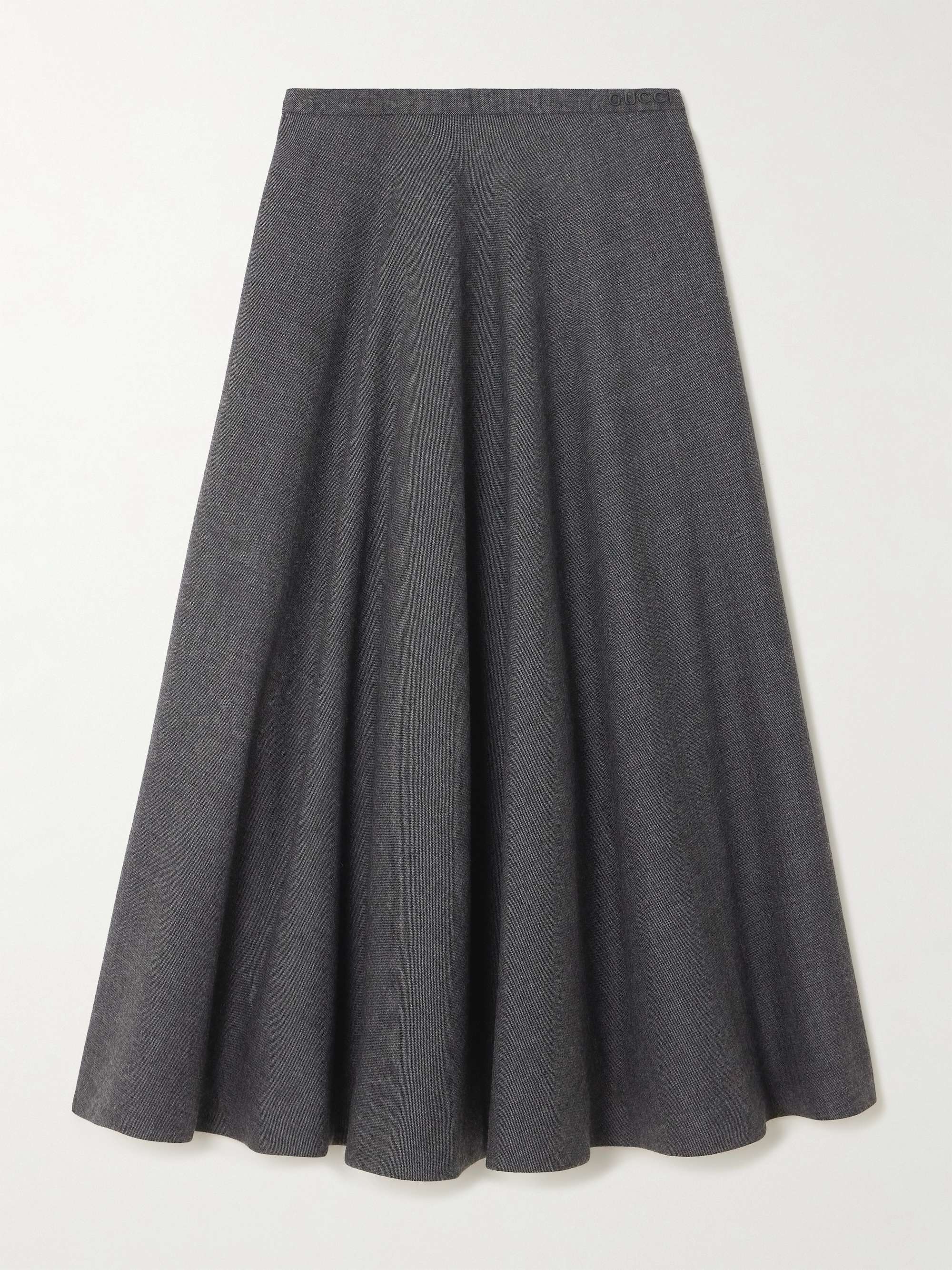 Embroidered wool midi skirt view