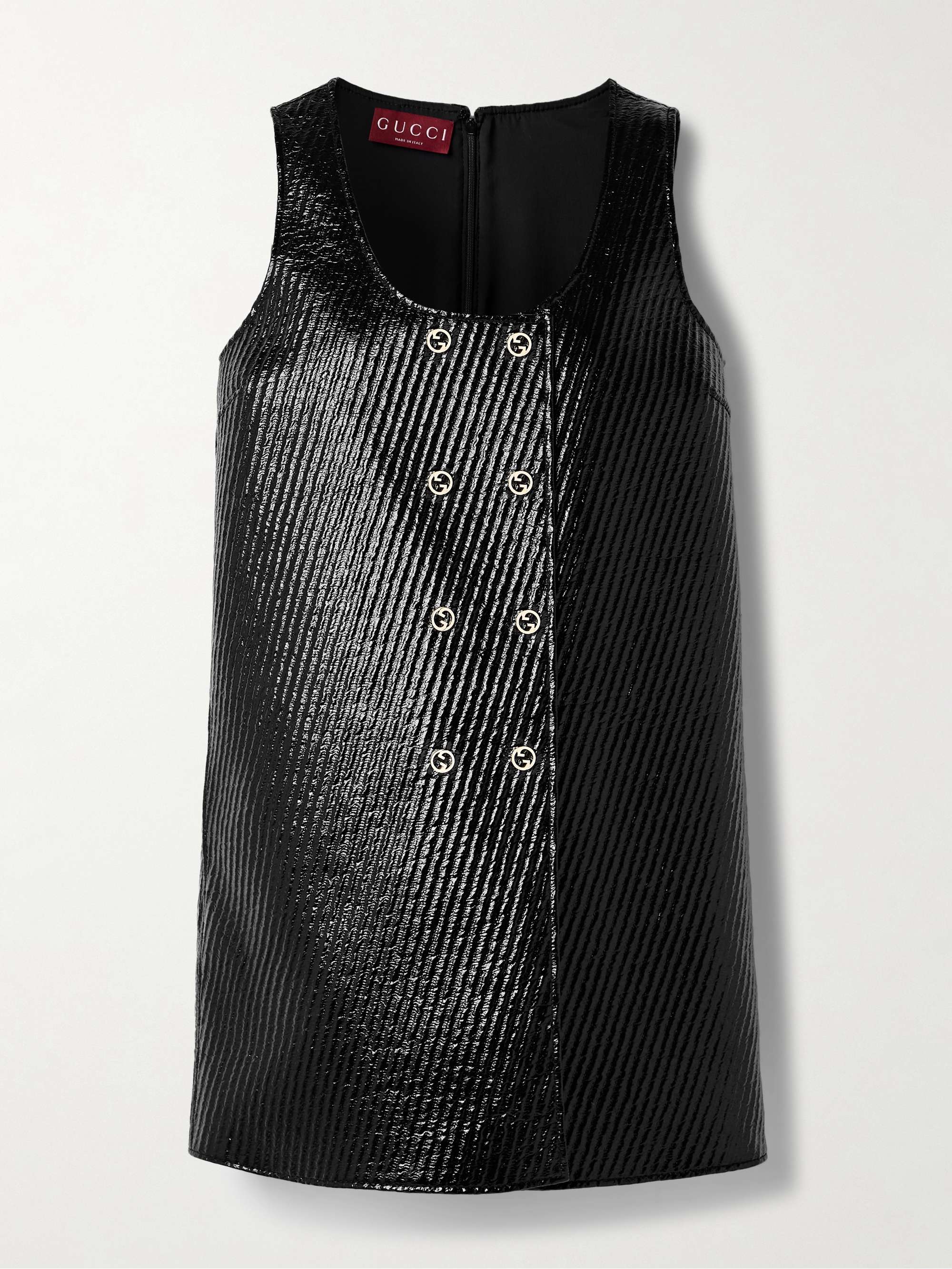 Double-breasted quilted coated wool-blend mini dress view