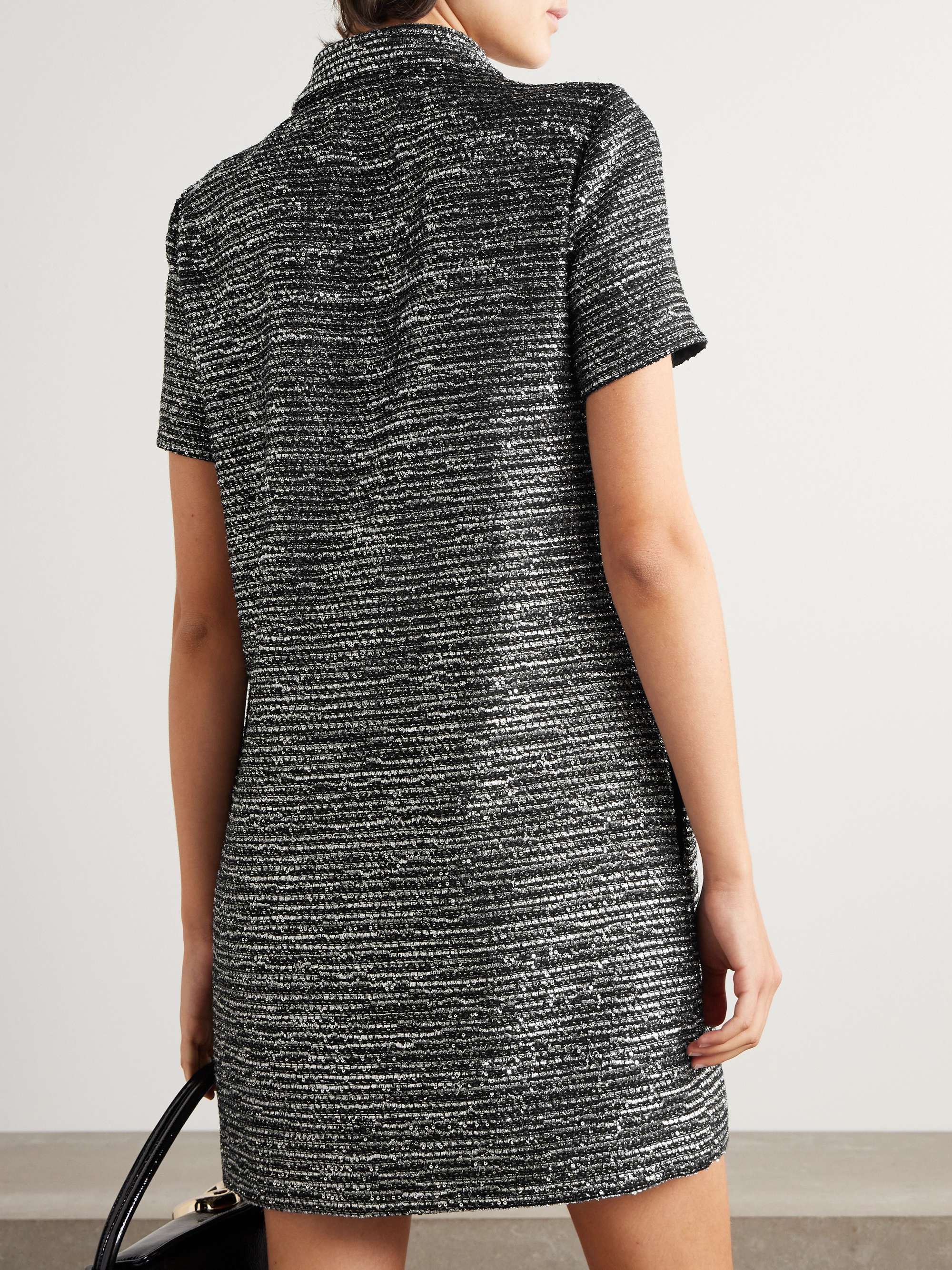 Sequined wool-blend metallic tweed mini dress view