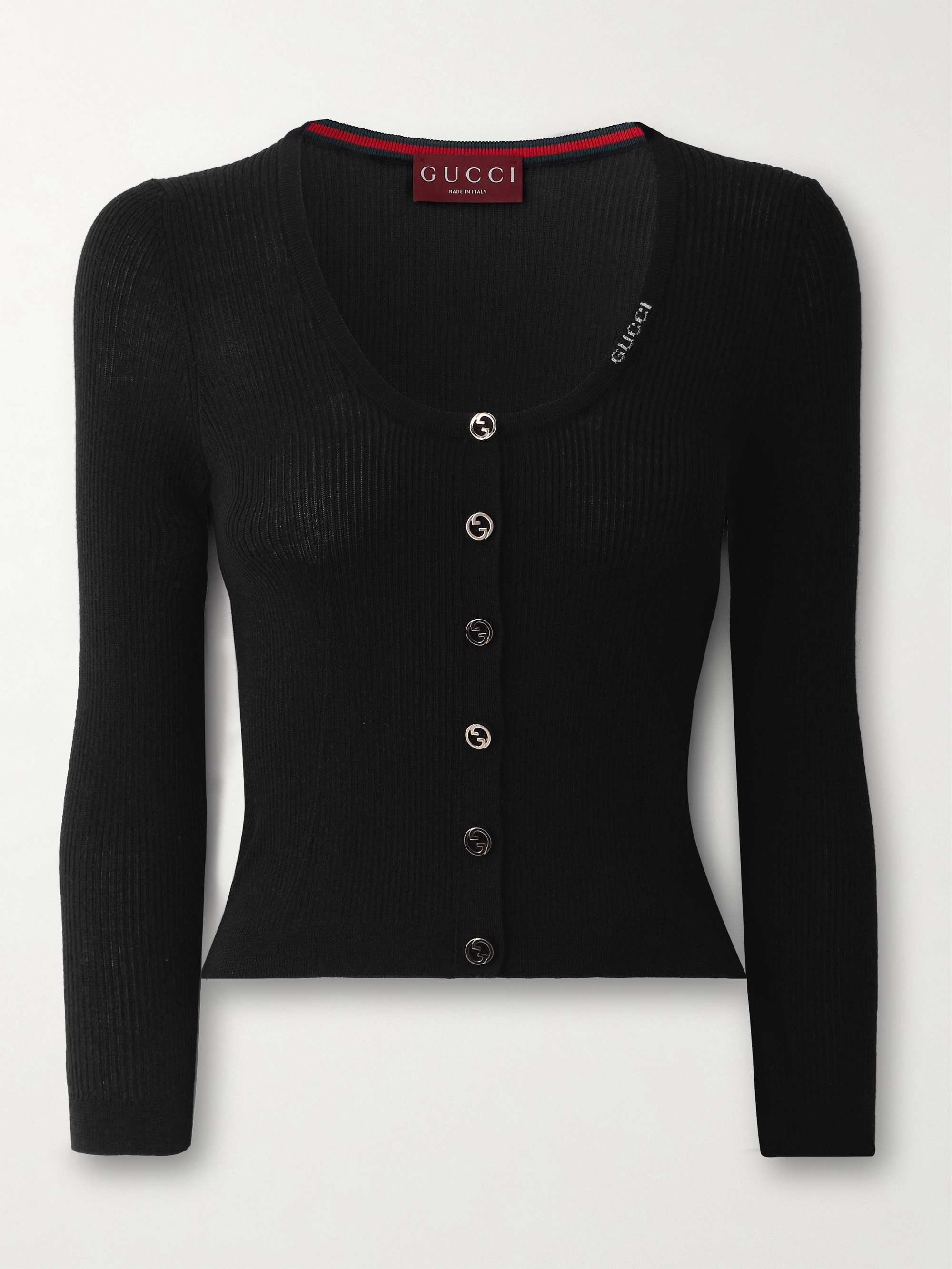 Ribbed wool and silk-blend cardigan view