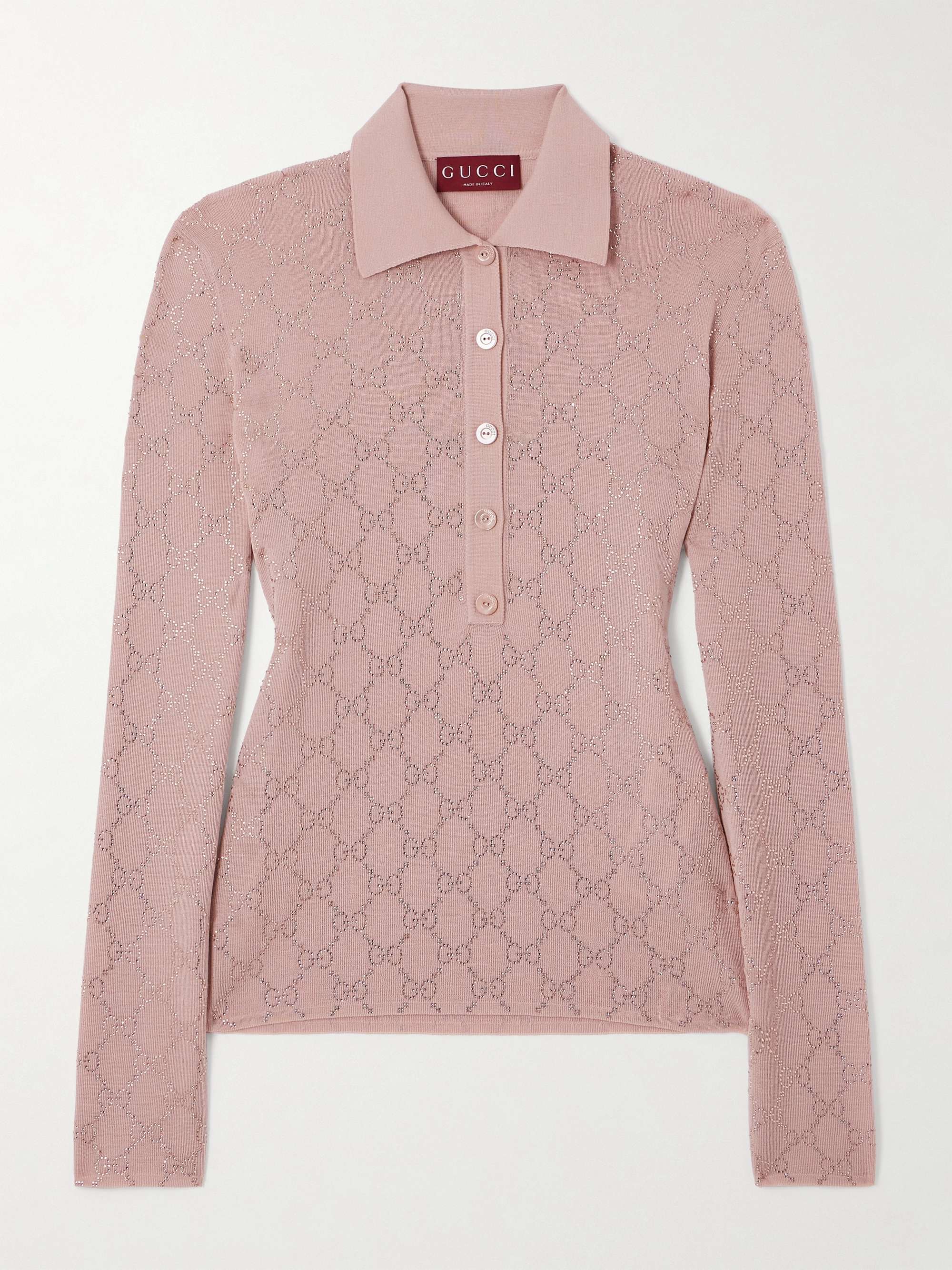 Embellished wool polo shirt view