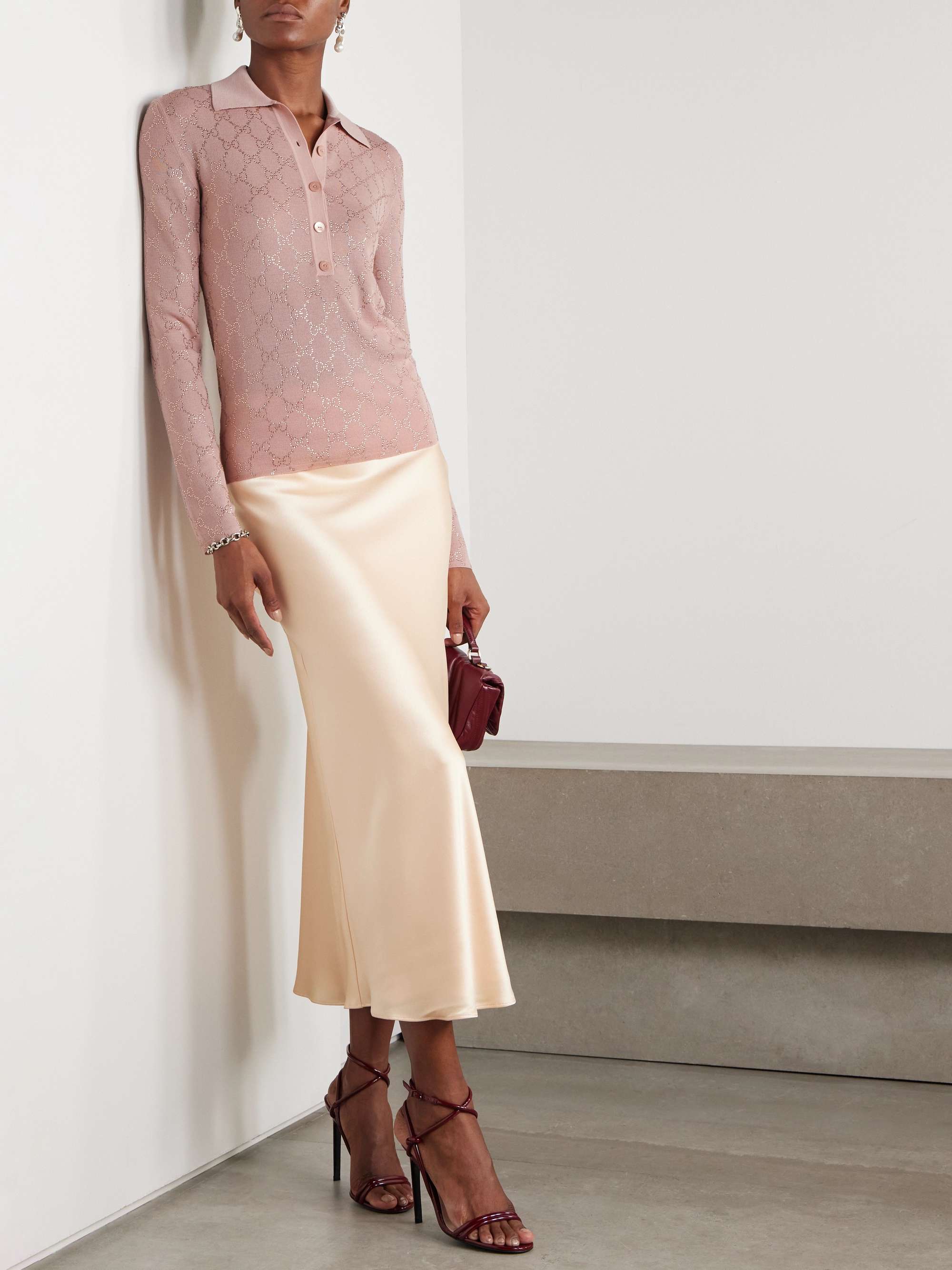 Embellished wool polo shirt view