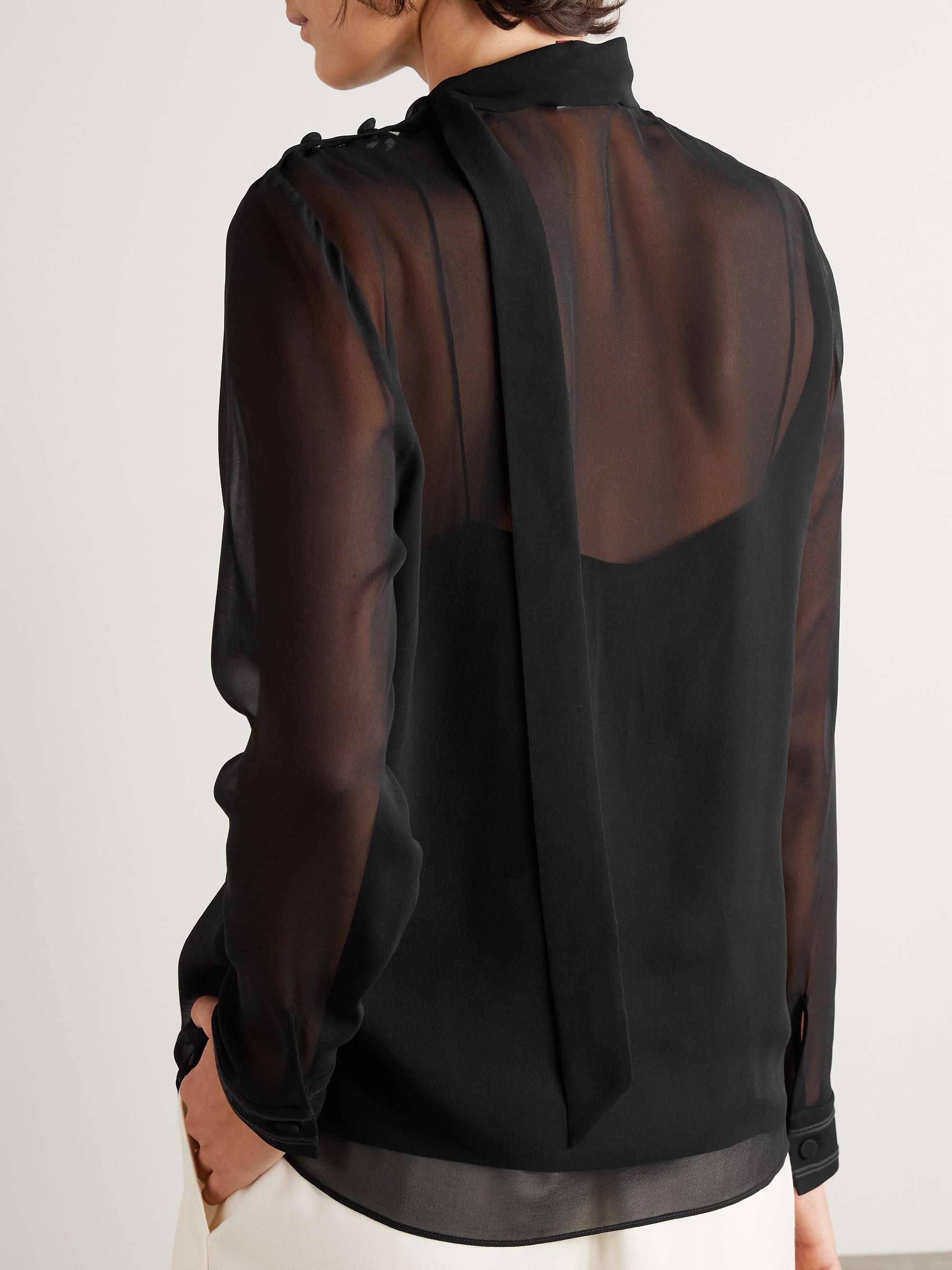 Tie-detailed silk-georgette blouse view