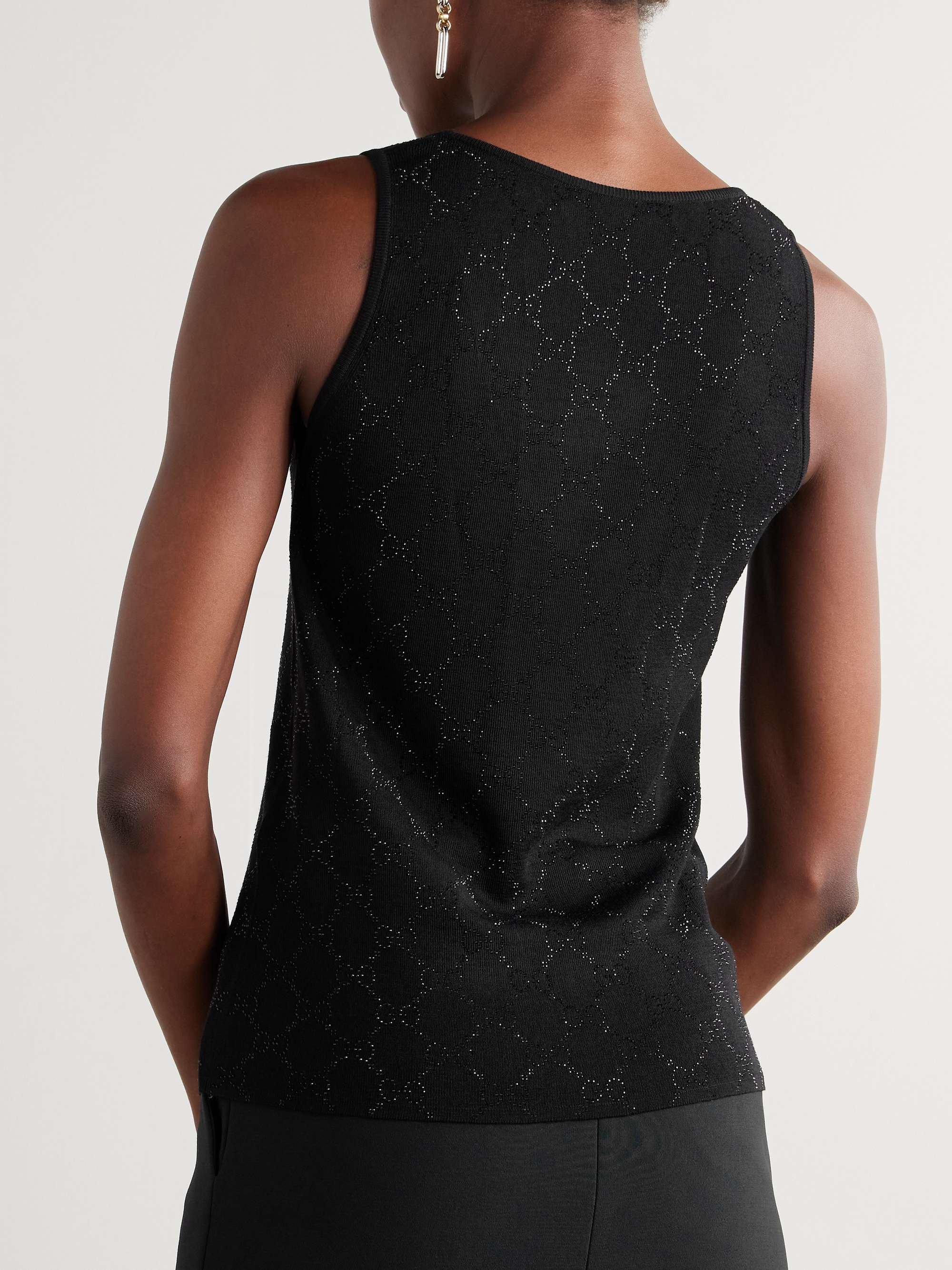 Crystal-embellished ribbed wool tank view