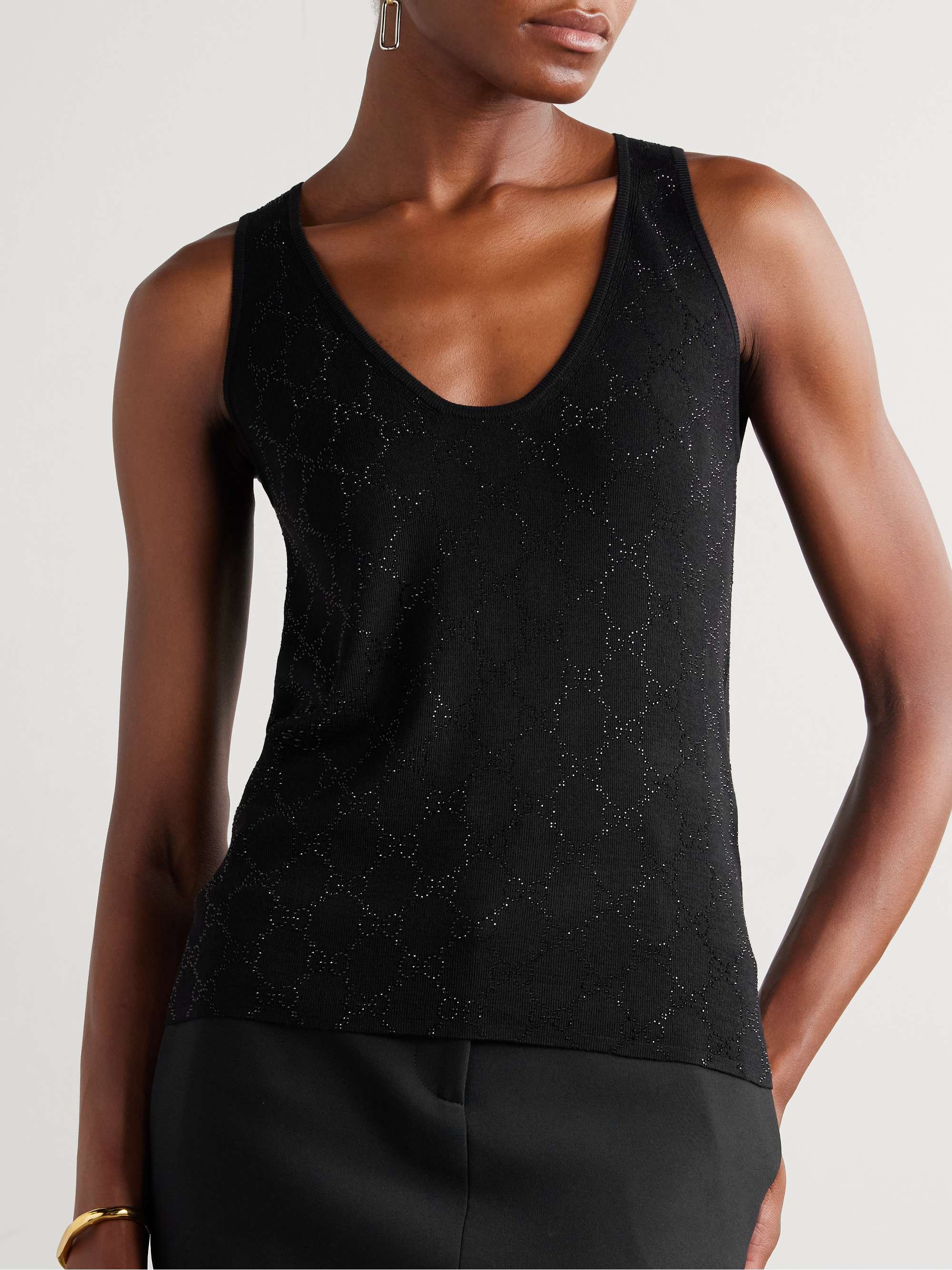 Crystal-embellished ribbed wool tank view