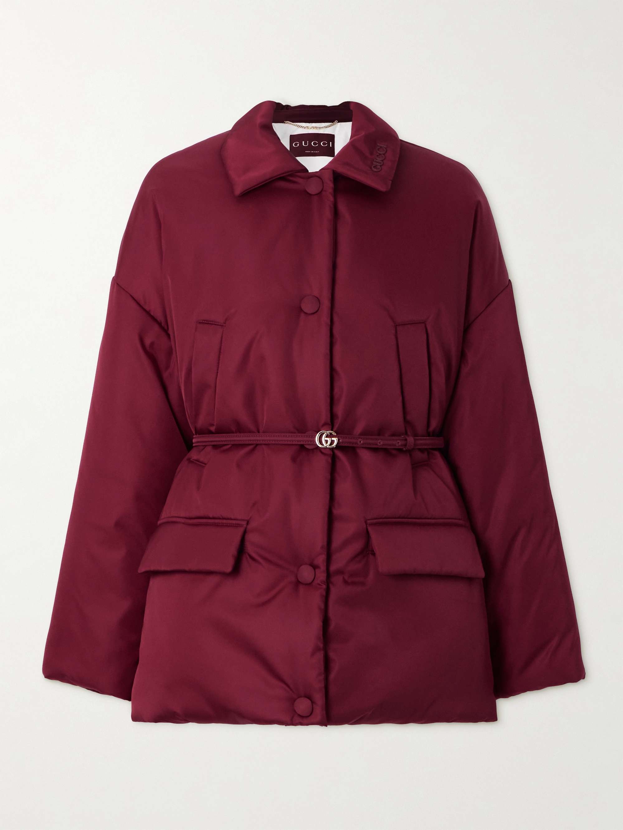 Belted appliquéd padded gabardine jacket view