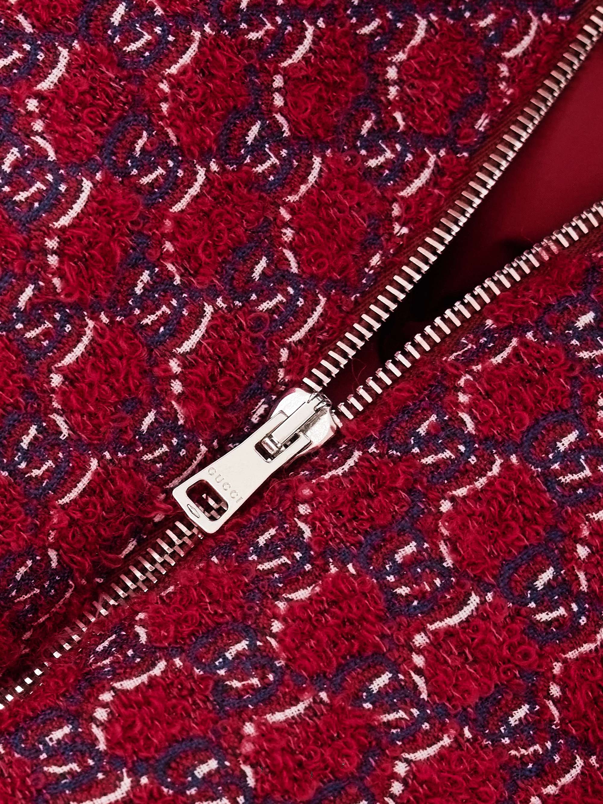 Shearling-trimmed jacquard-knit wool-blend bouclé jacket view