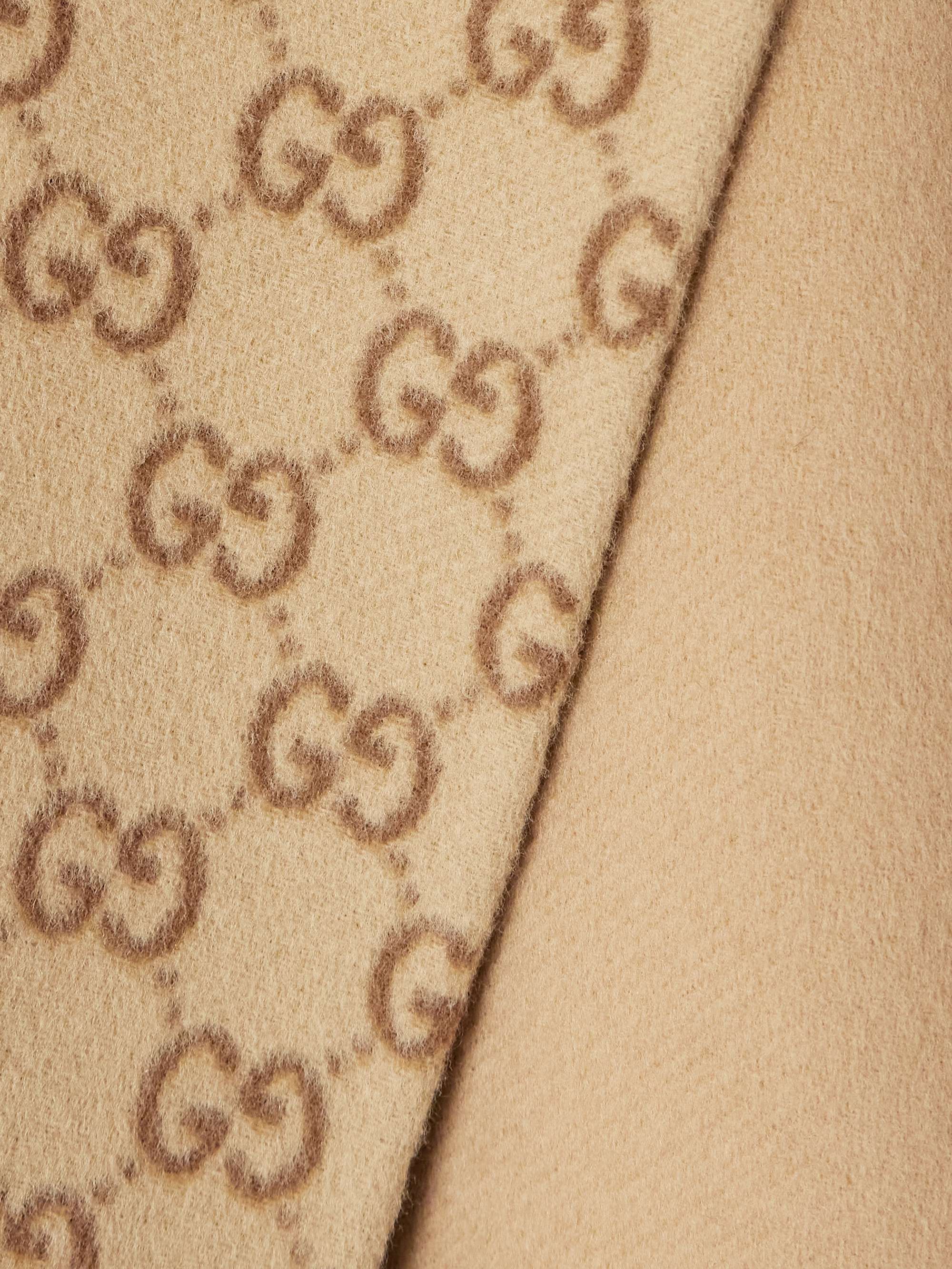Reversible hooded belted wool and silk-blend jacquard coat view