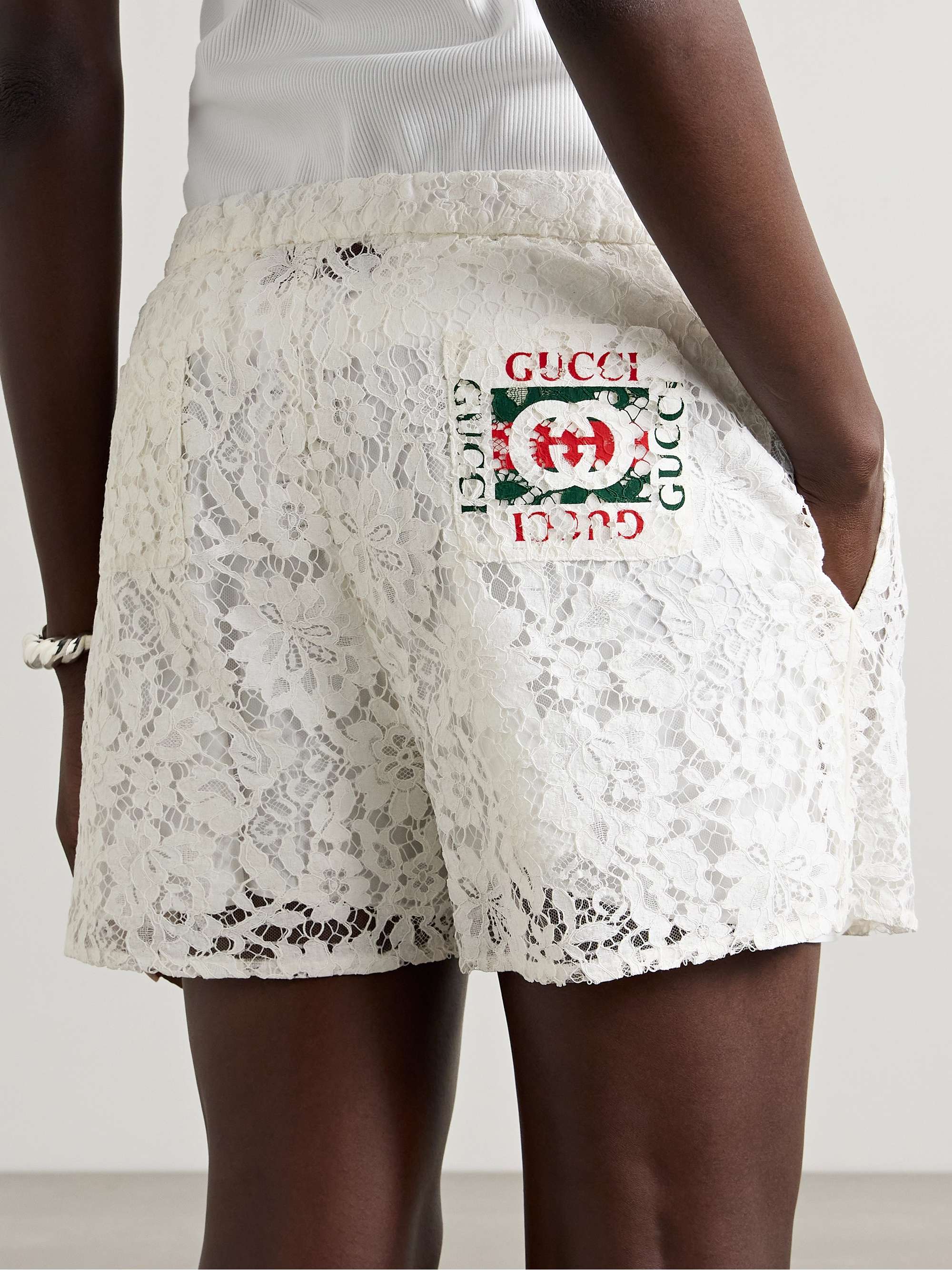 Printed corded lace shorts view