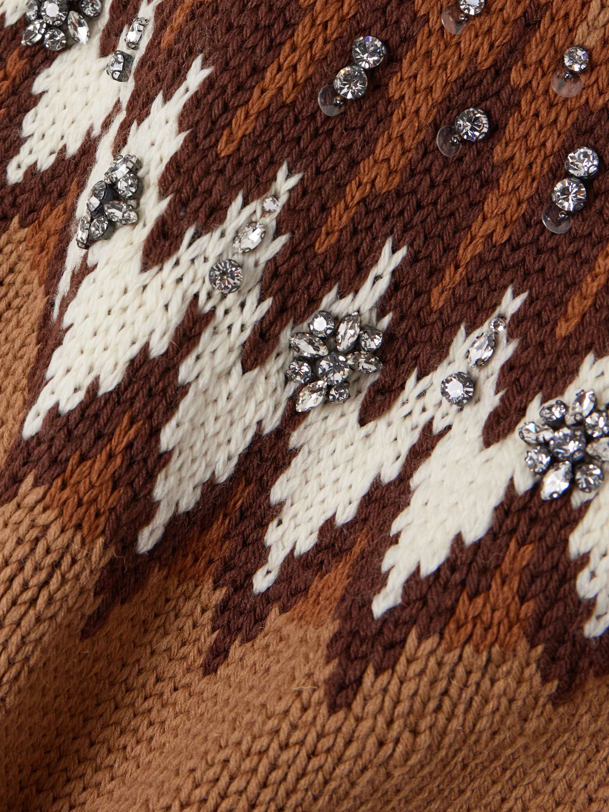 Crystal-embellished Fair Isle wool-blend sweater view