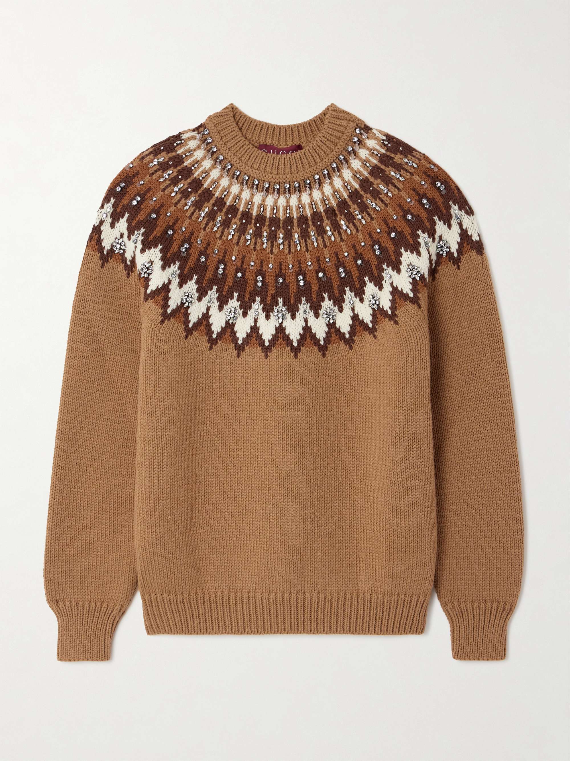 Crystal-embellished Fair Isle wool-blend sweater view