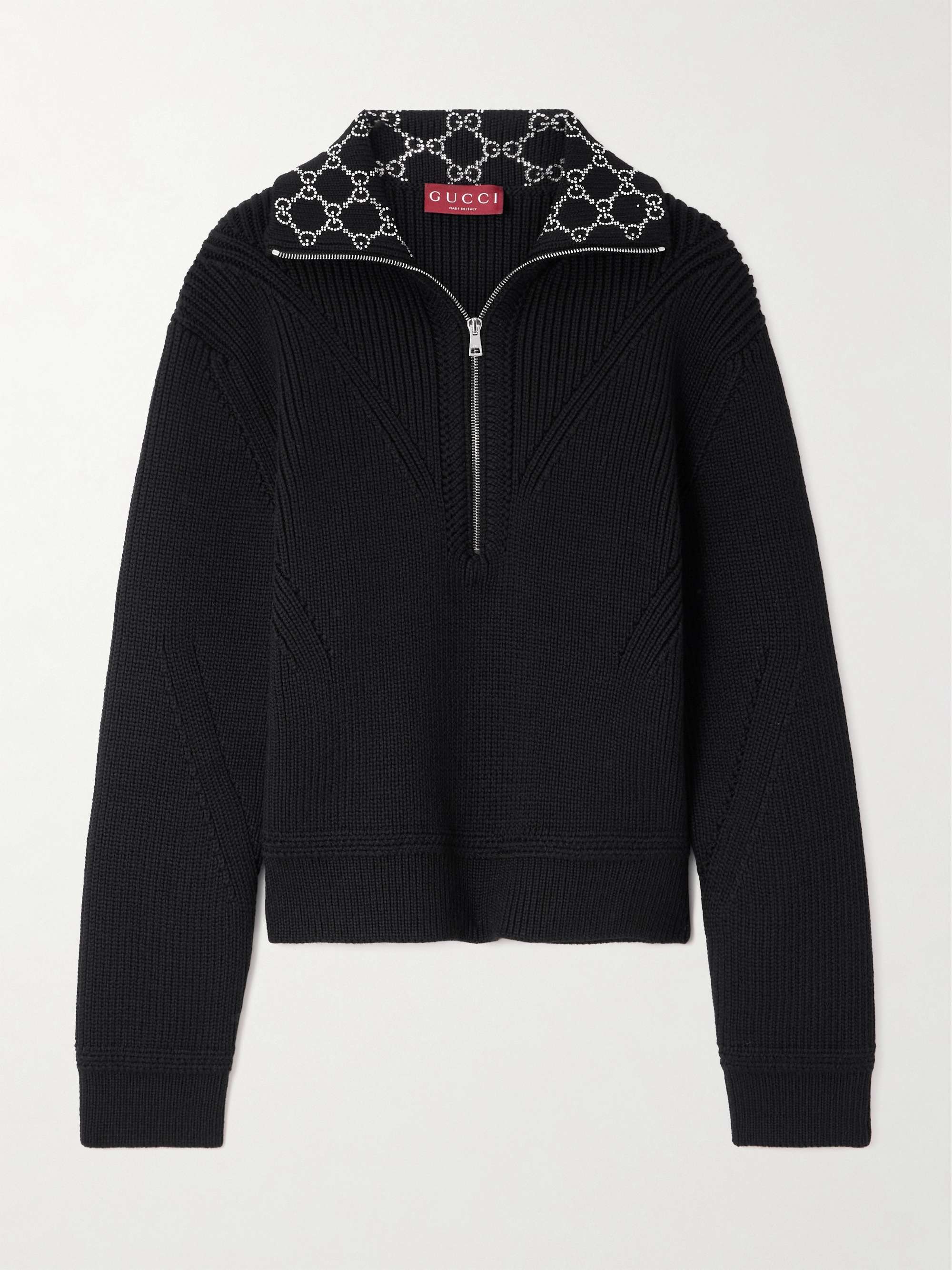 Crystal-embellished ribbed wool sweater view
