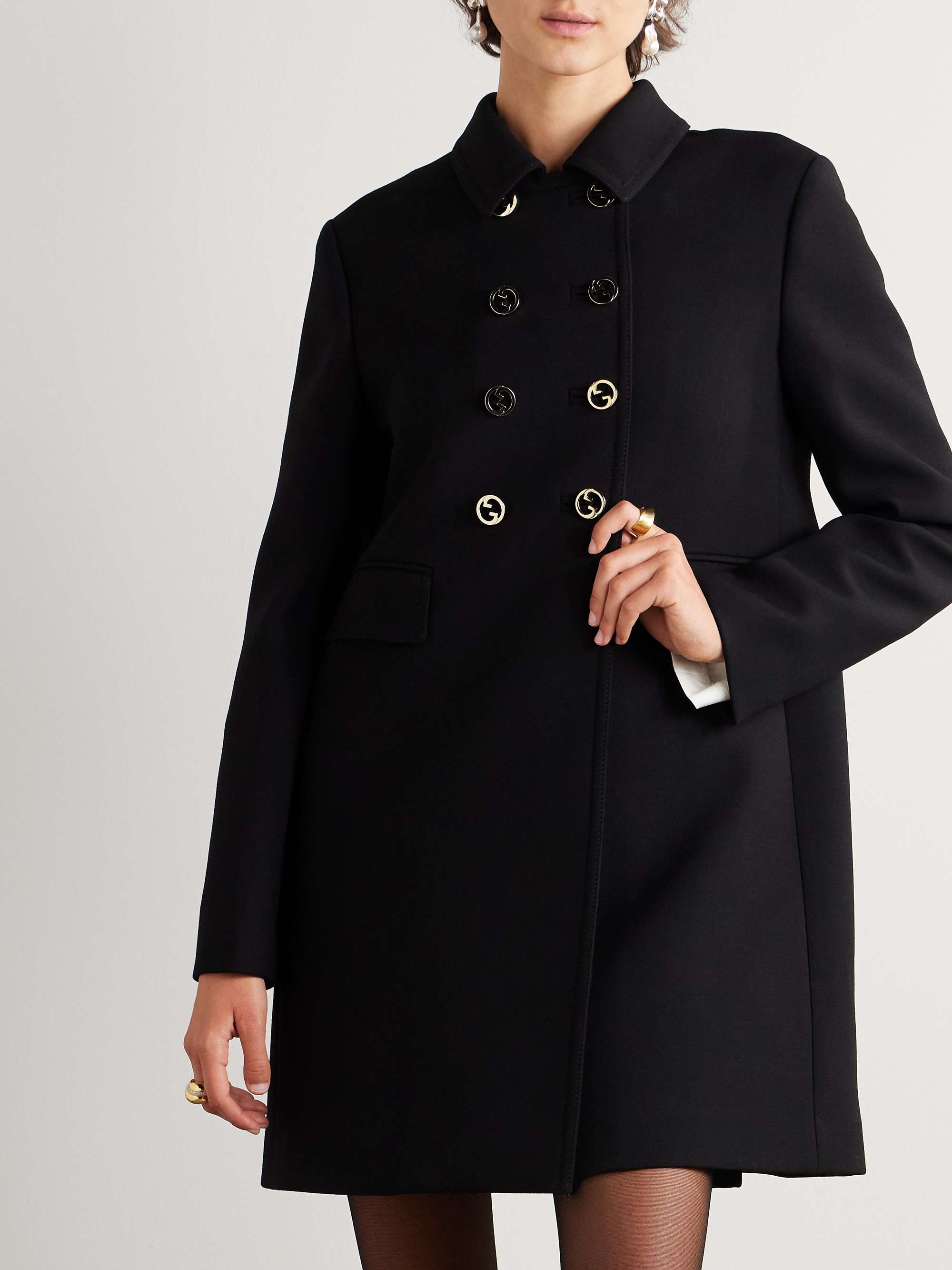 Double-breasted wool-blend twill coat view