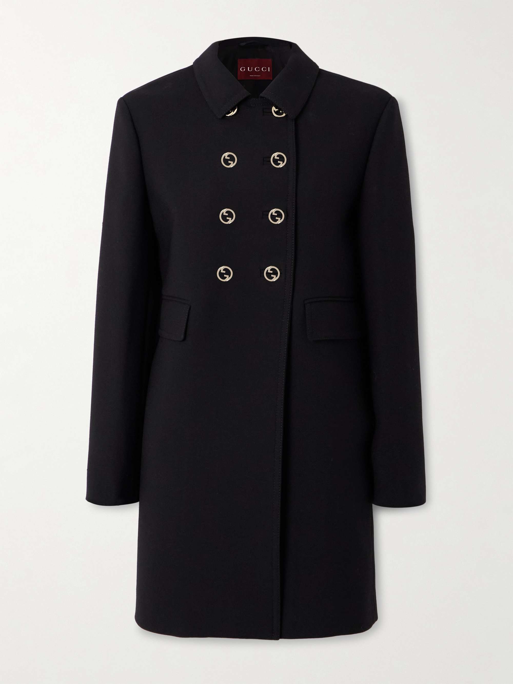 Double-breasted wool-blend twill coat view