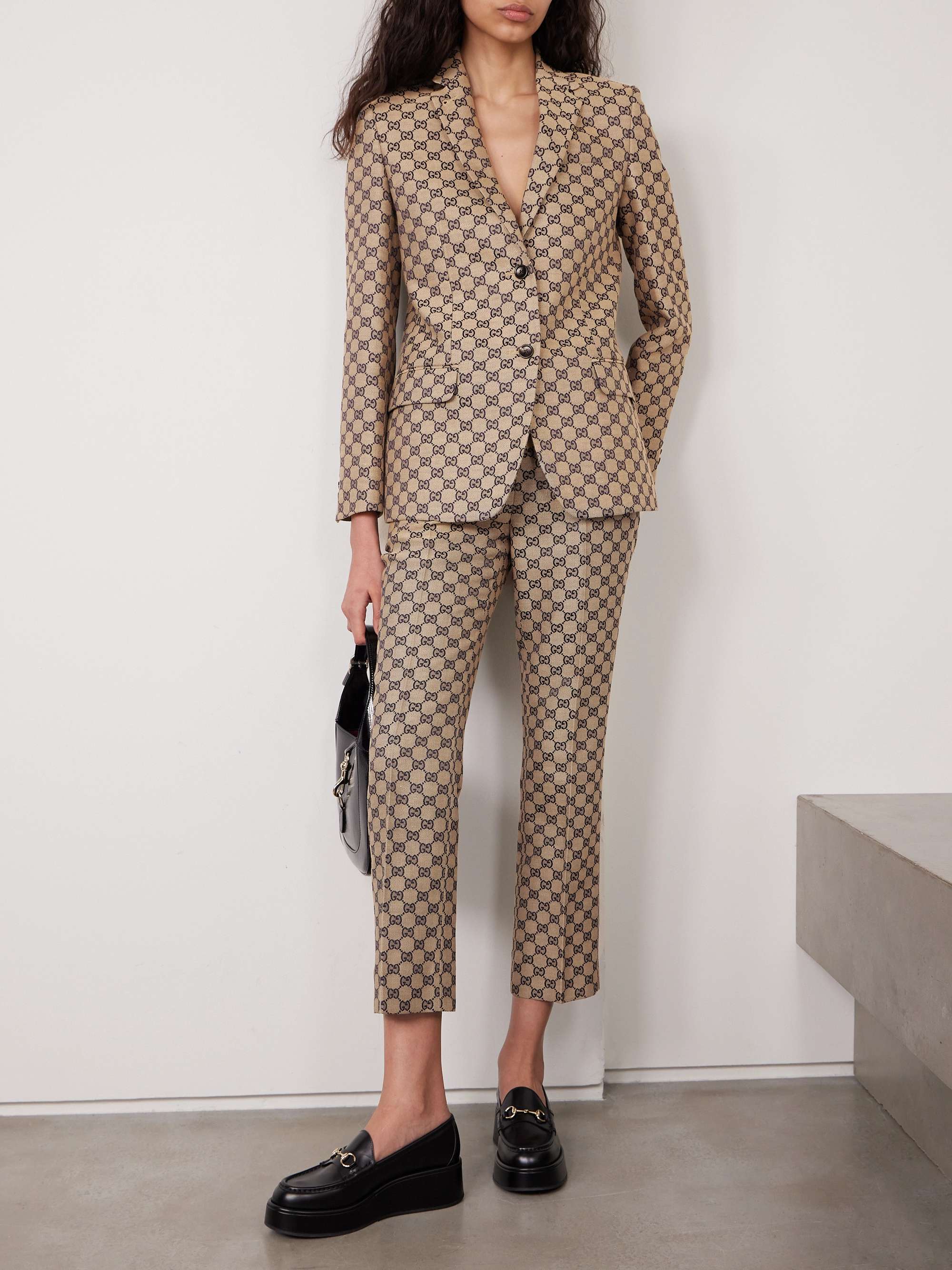 Linen-blend canvas-jacquard blazer view