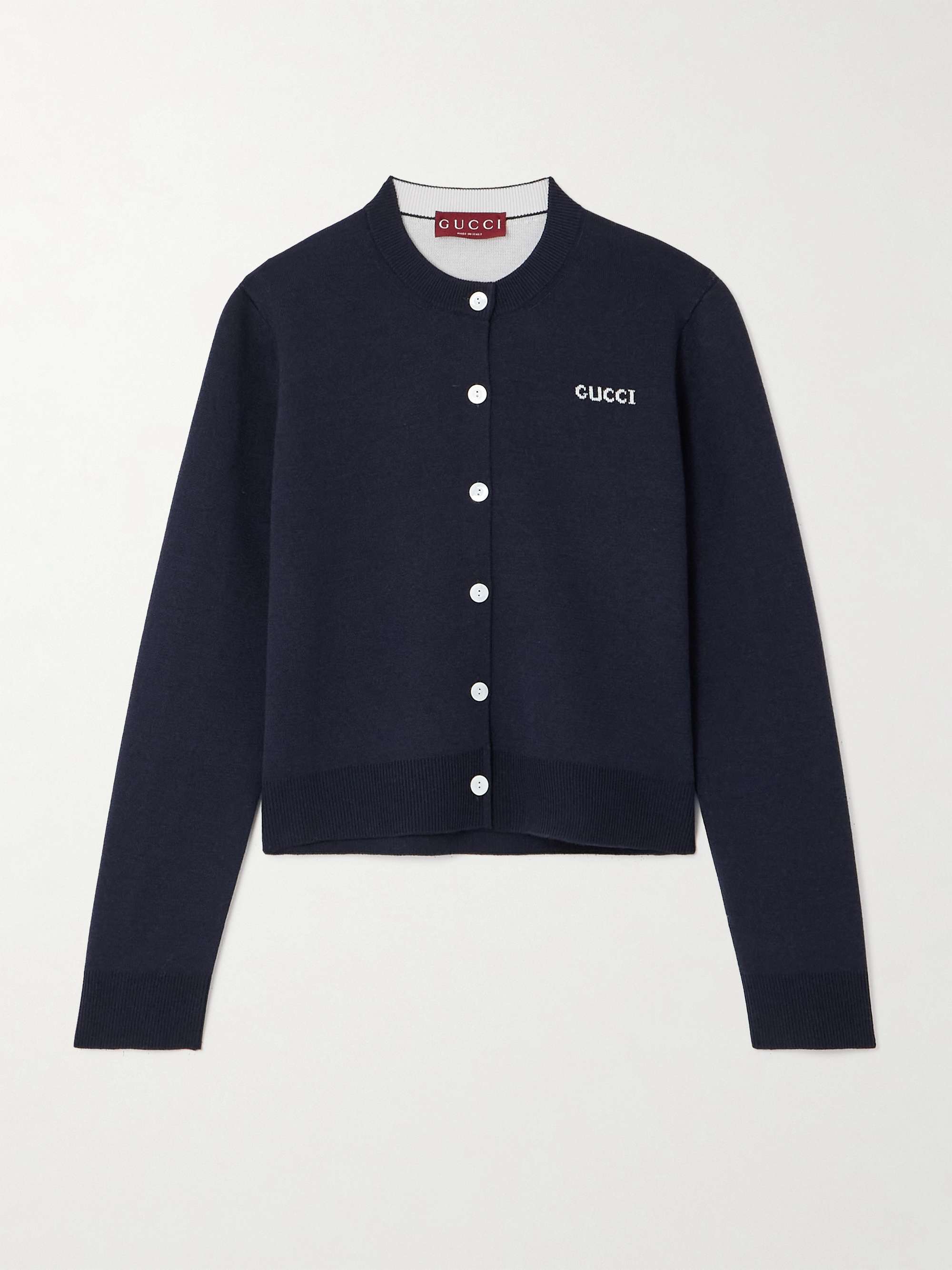 Cropped intarsia-knit cardigan view