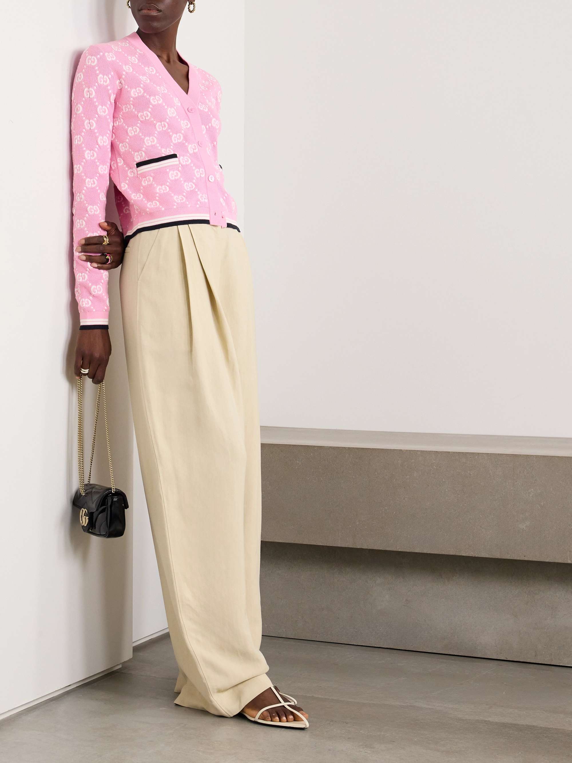 Papiro webbing-trimmed jacquard-knit cotton cardigan view